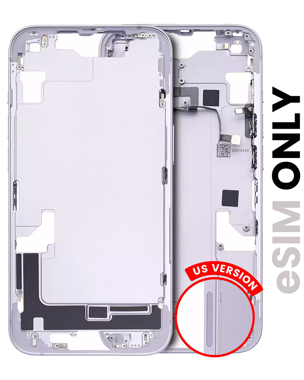 Midframe/Frame with Small Parts for iPhone 14 (US Version) - Used OEM Pull, Grade B (Purple)