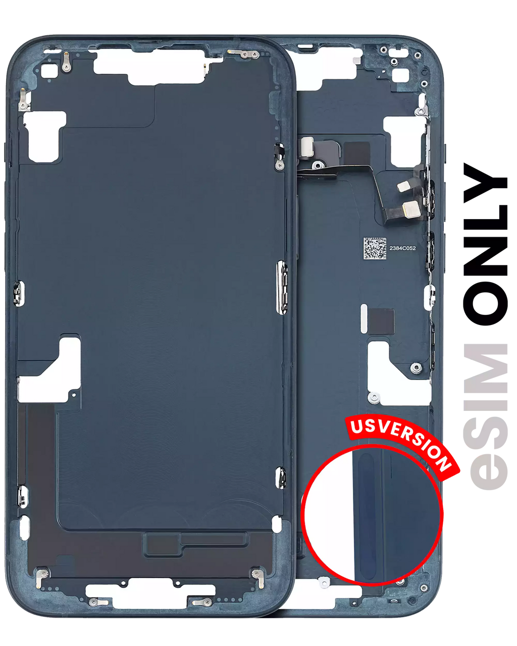Midframe/Frame incl. small parts for iPhone 14 Plus (US Version) (used OEM pull, Quality B) (Midnight)