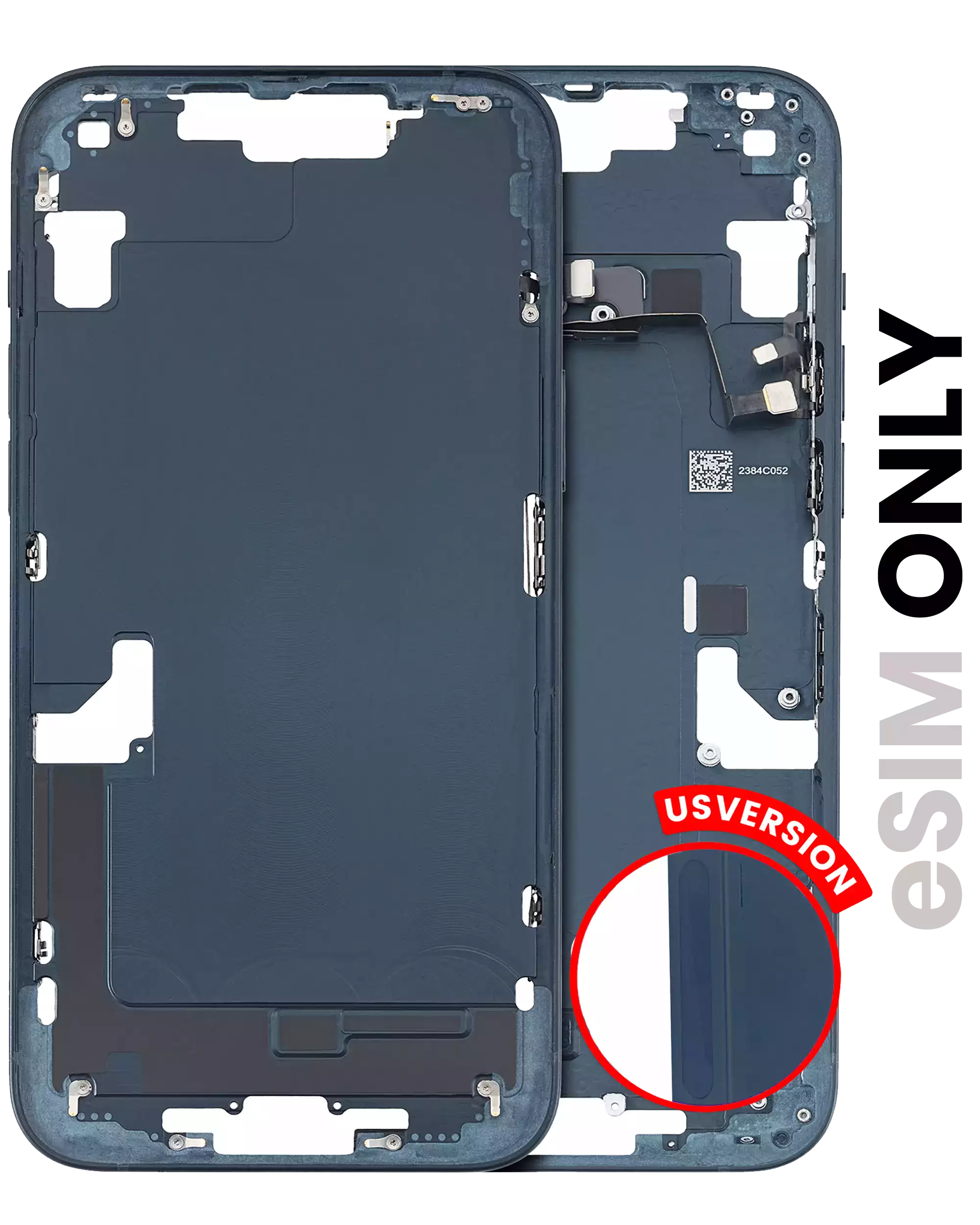 Midframe/Frame incl. small parts for iPhone 14 Plus (US Version) (used OEM pull, Quality B) (Midnight)