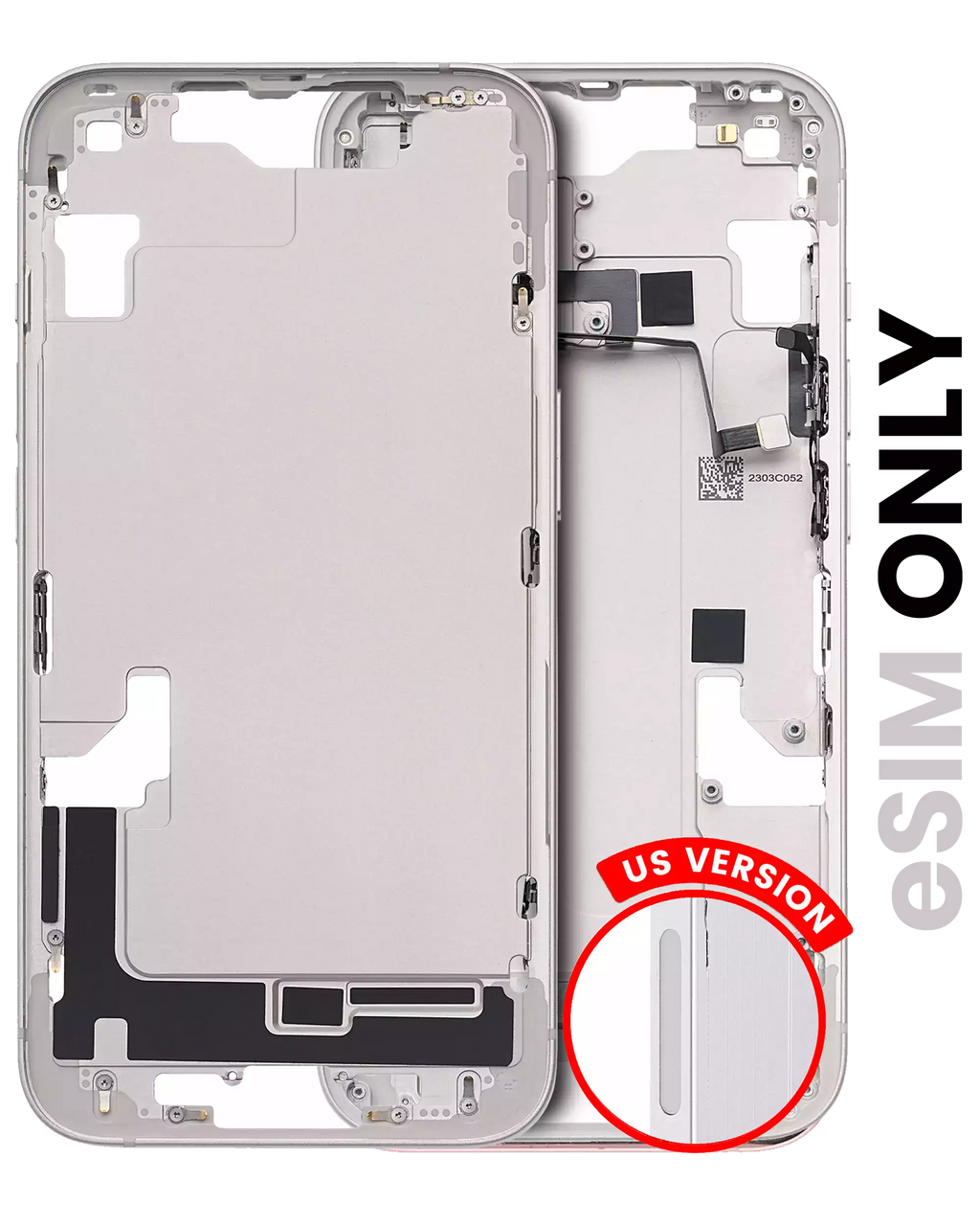 Midframe/Frame with Small Parts for iPhone 14 (US Version) – Used OEM Pulled, Grade B (Starlight)