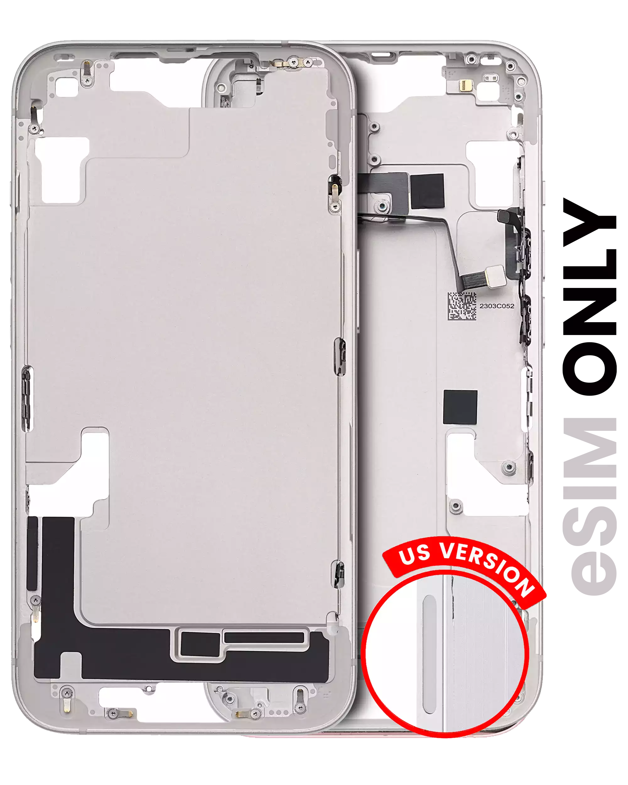 Midframe/Frame with Small Parts for iPhone 14 (US Version) – Used OEM Pulled, Grade B (Starlight)