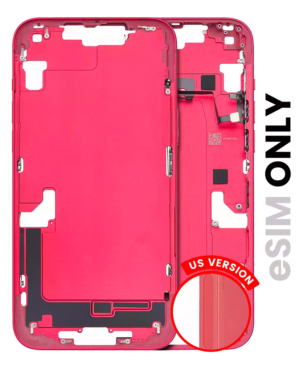 Midframe/Frame with Small Parts for iPhone 14 Plus (US Version) (Used OEM Removal, Quality C) (Red)