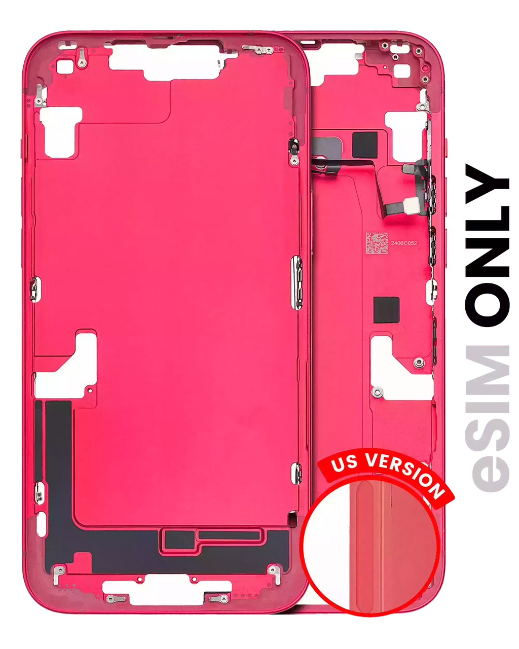 Midframe/Frame with Small Parts for iPhone 14 Plus (US Version) (Used OEM, Grade B) (Red)