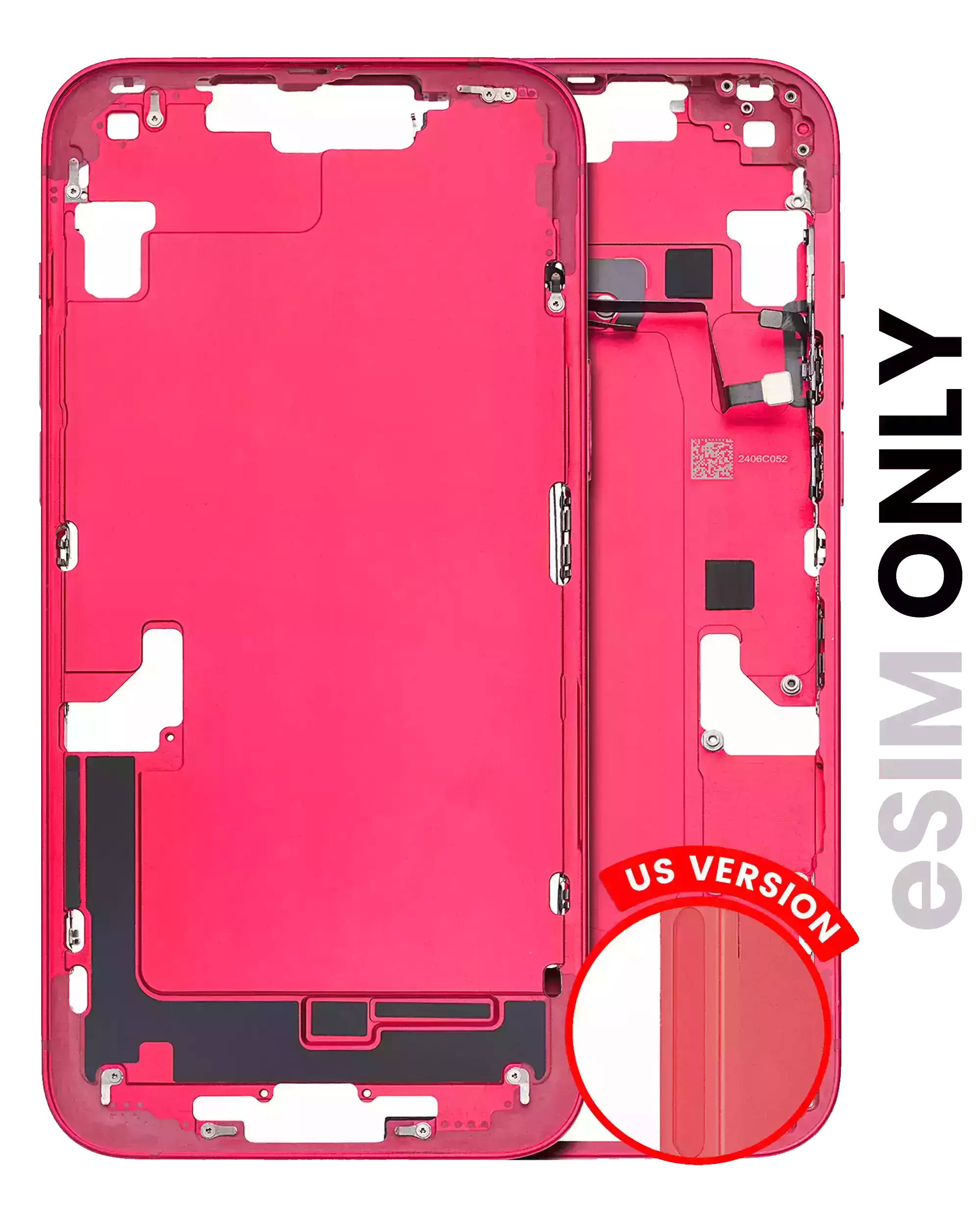Midframe/Frame with Small Parts for iPhone 14 Plus (US Version) (Used OEM, Grade B) (Red)