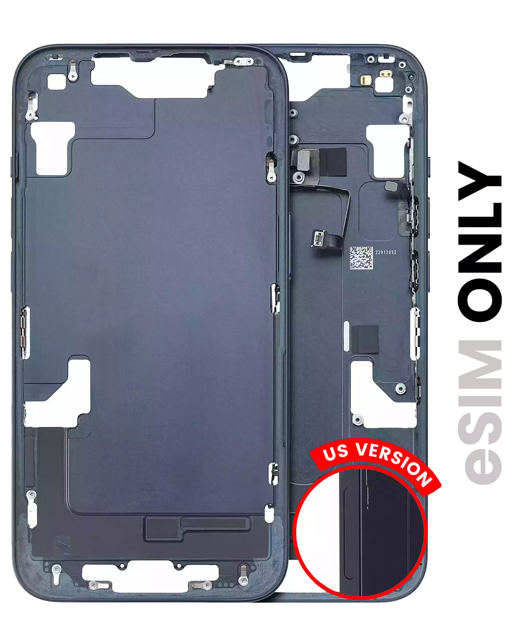 Midframe/frame with small parts for iPhone 14 (US version) (used OEM removed, C quality) (Midnight)