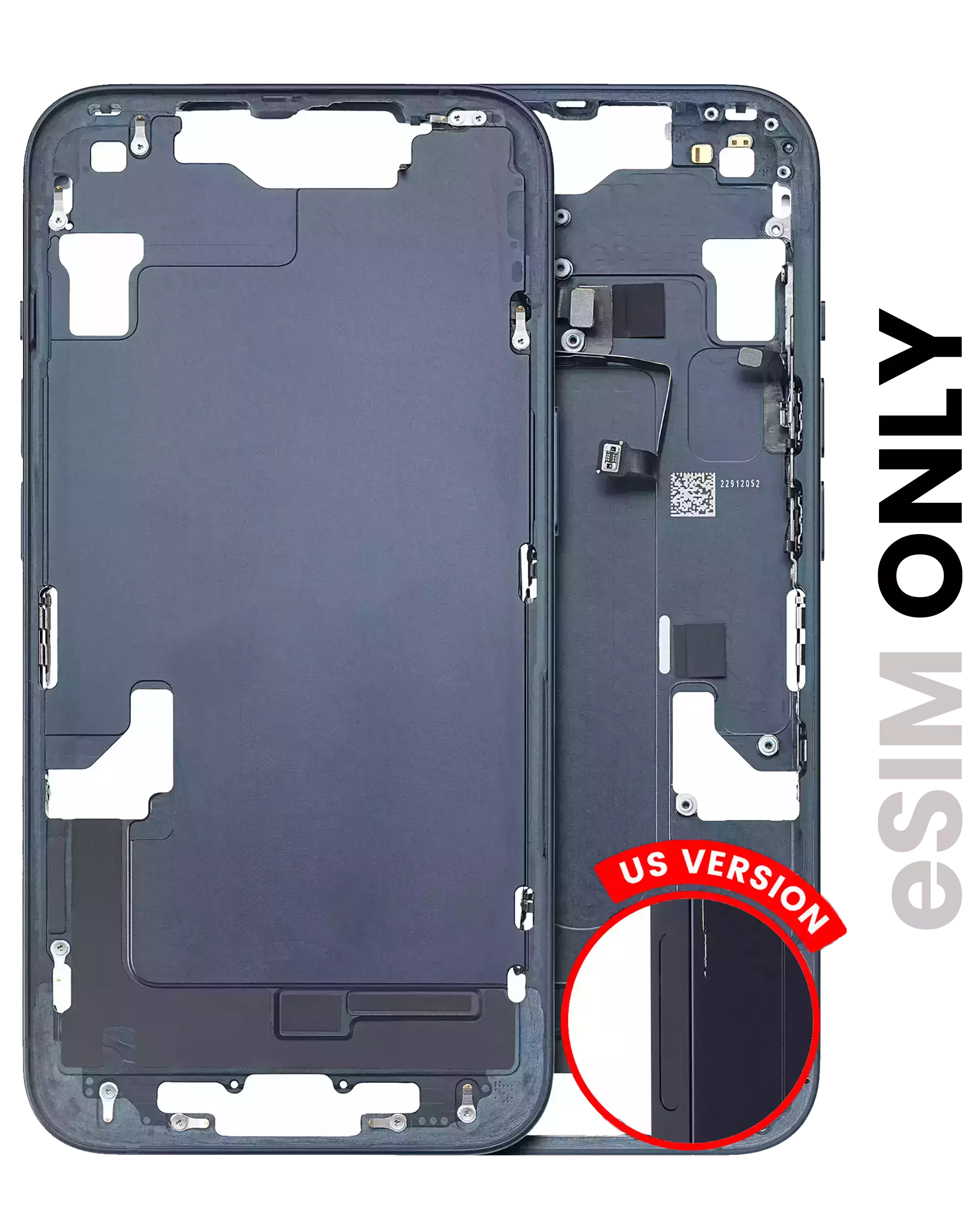 Midframe/frame with small parts for iPhone 14 (US version) (used OEM removed, C quality) (Midnight)