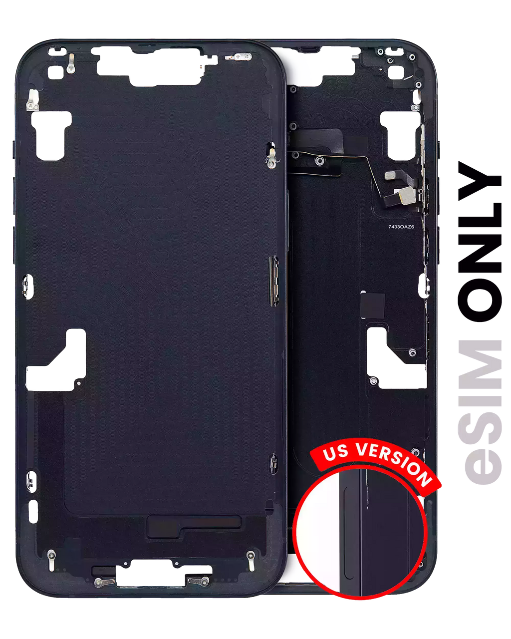 Midframe/Frame with Small Parts for iPhone 14 Plus (US Version) – Midnight (Used, Quality C)