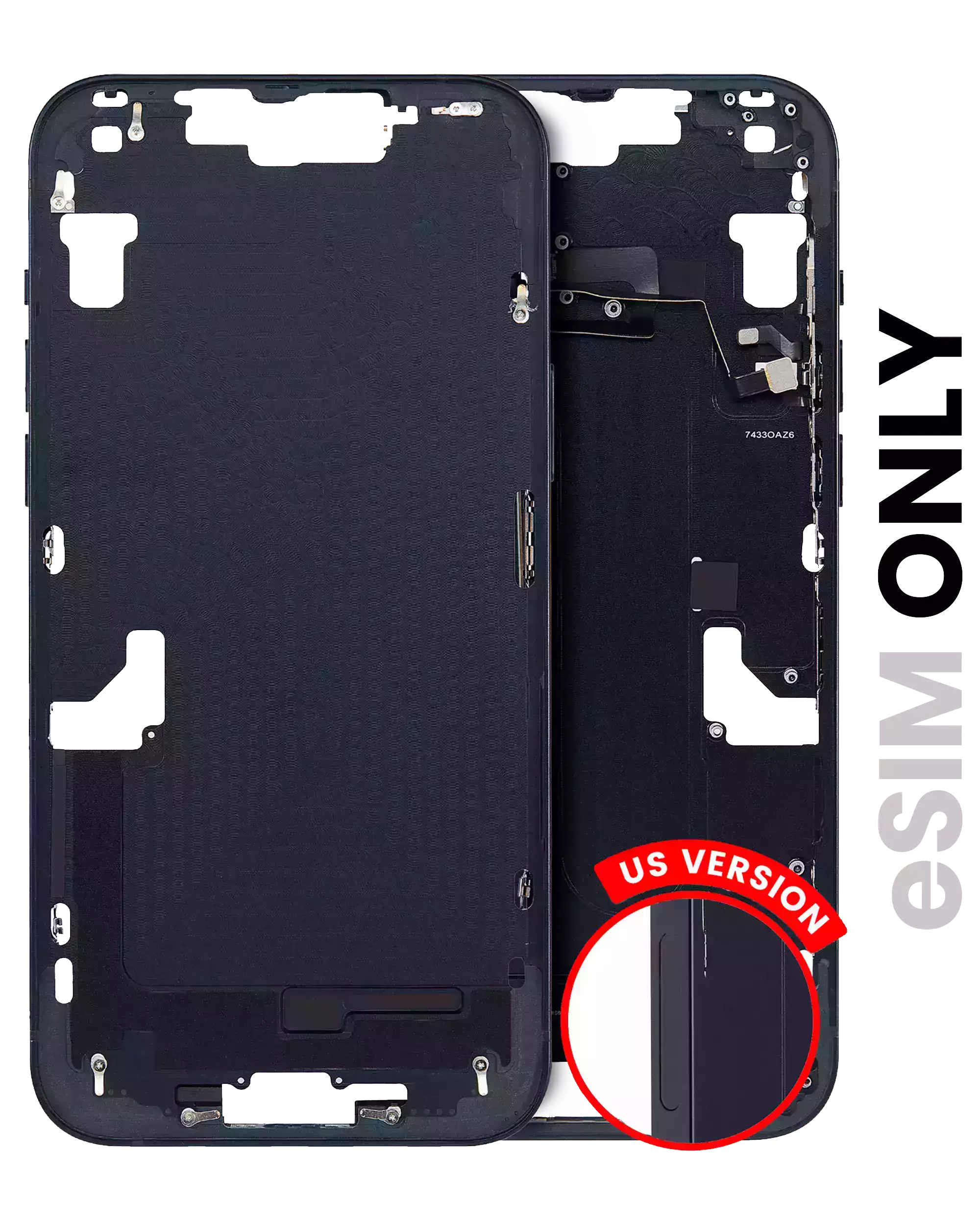 Midframe/Frame with Small Parts for iPhone 14 Plus (US Version) – Midnight (Used, Quality C)