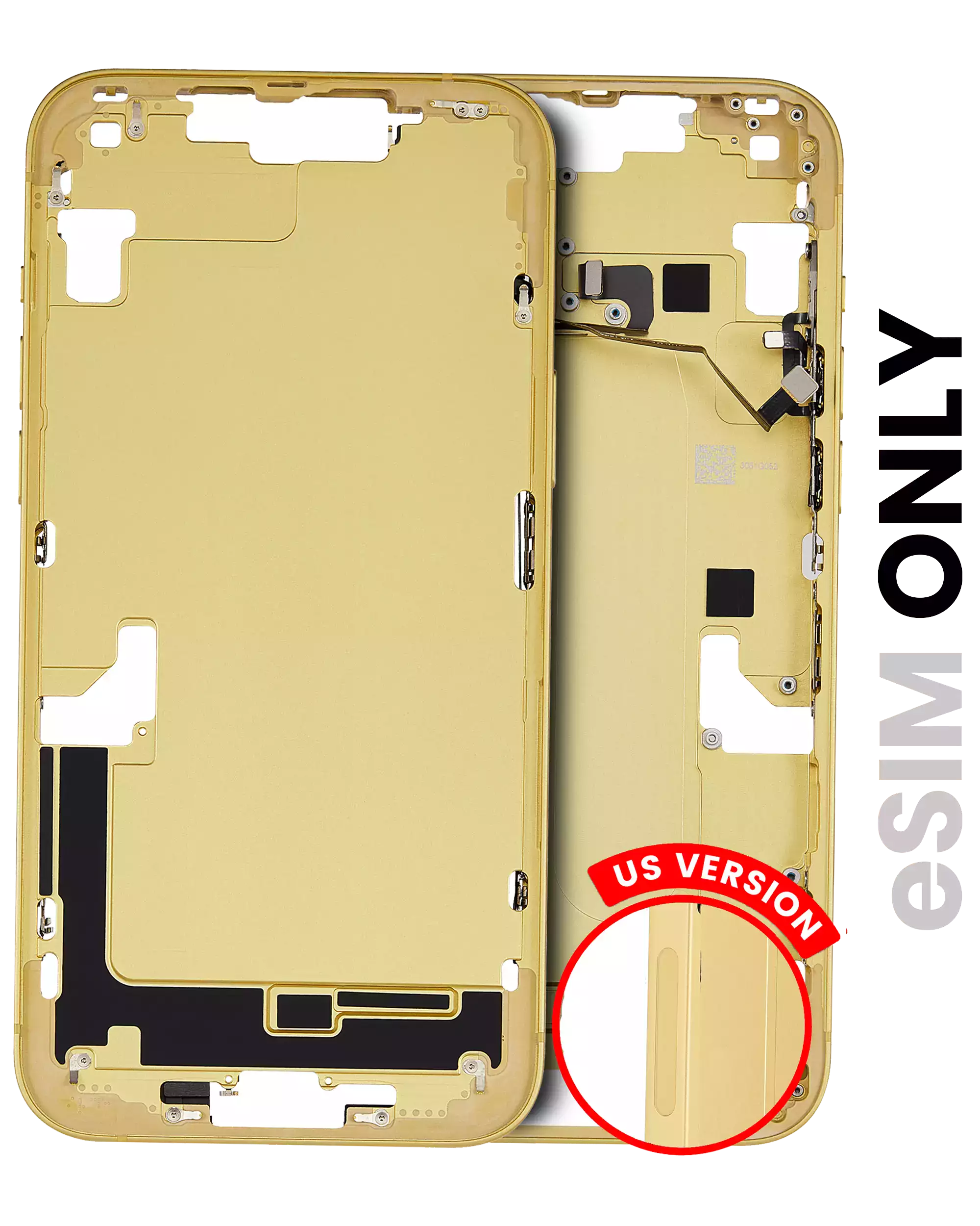 Mittelrahmen mit Kleinteilen für iPhone 14 Plus (US-Version) - Original OEM (gebraucht, Grad A) - Gelb