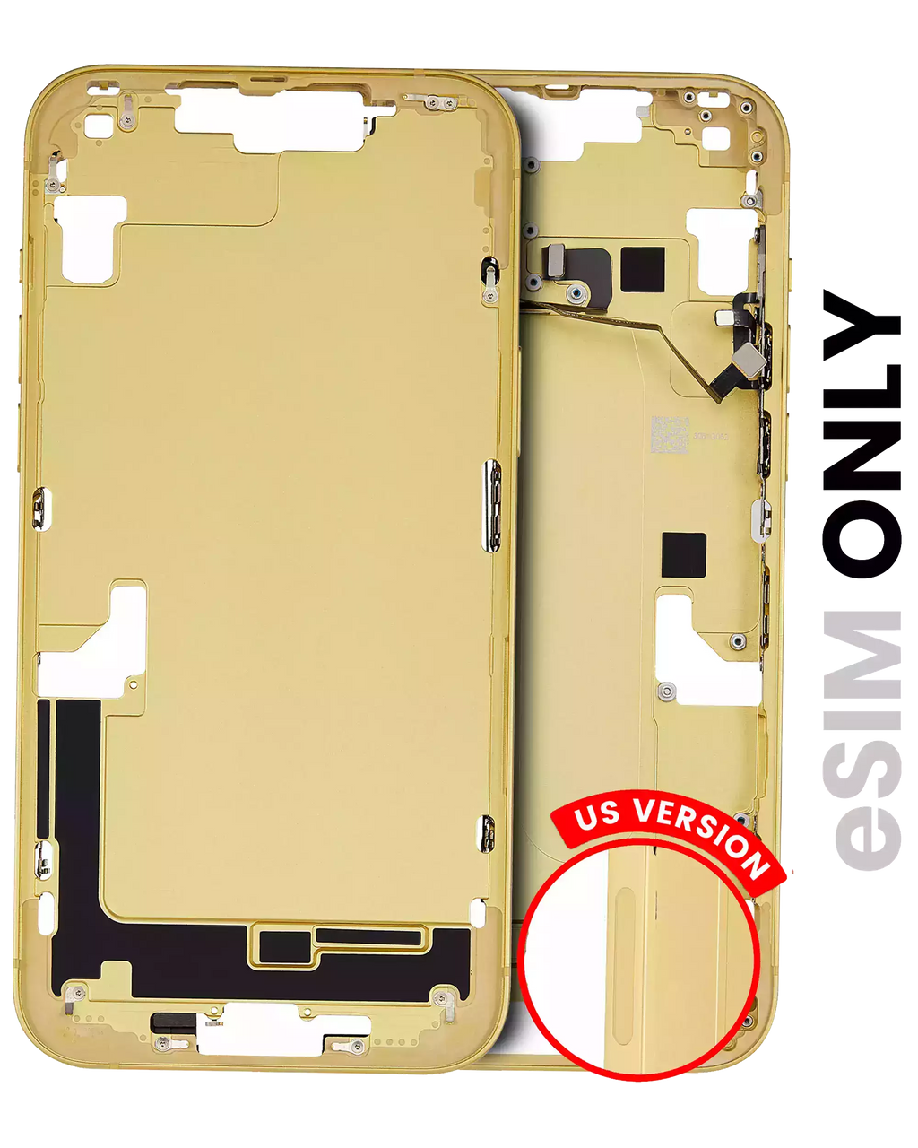 Midframe/Frame with Small Parts for iPhone 14 Plus (US Version), Yellow, Used OEM Pull, Quality C