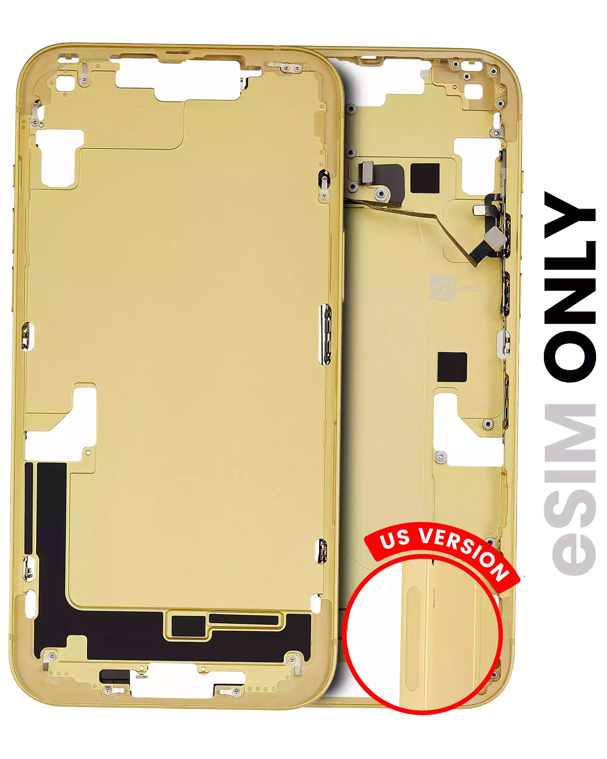 Midframe/Frame with Small Parts for iPhone 14 Plus (US Version), Yellow, Used OEM Pull, Quality C