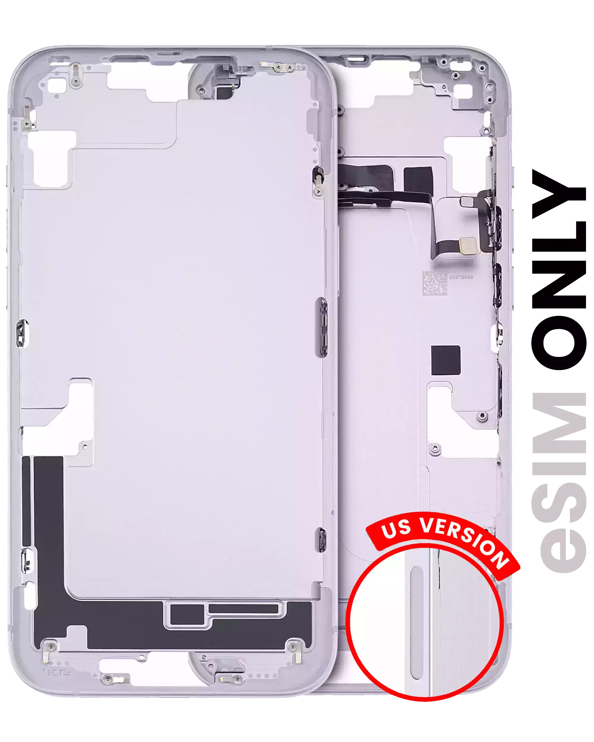 Midframe/Frame with small parts for iPhone 14 Plus (US Version) (used OEM pull, C Quality) (Purple)