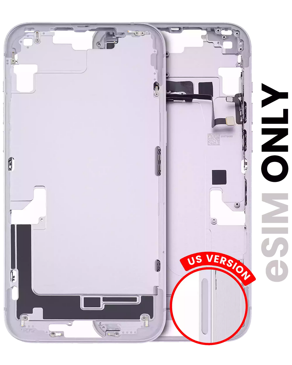 Midframe/Frame with small parts for iPhone 14 Plus (US Version) (used OEM pull, C Quality) (Purple)