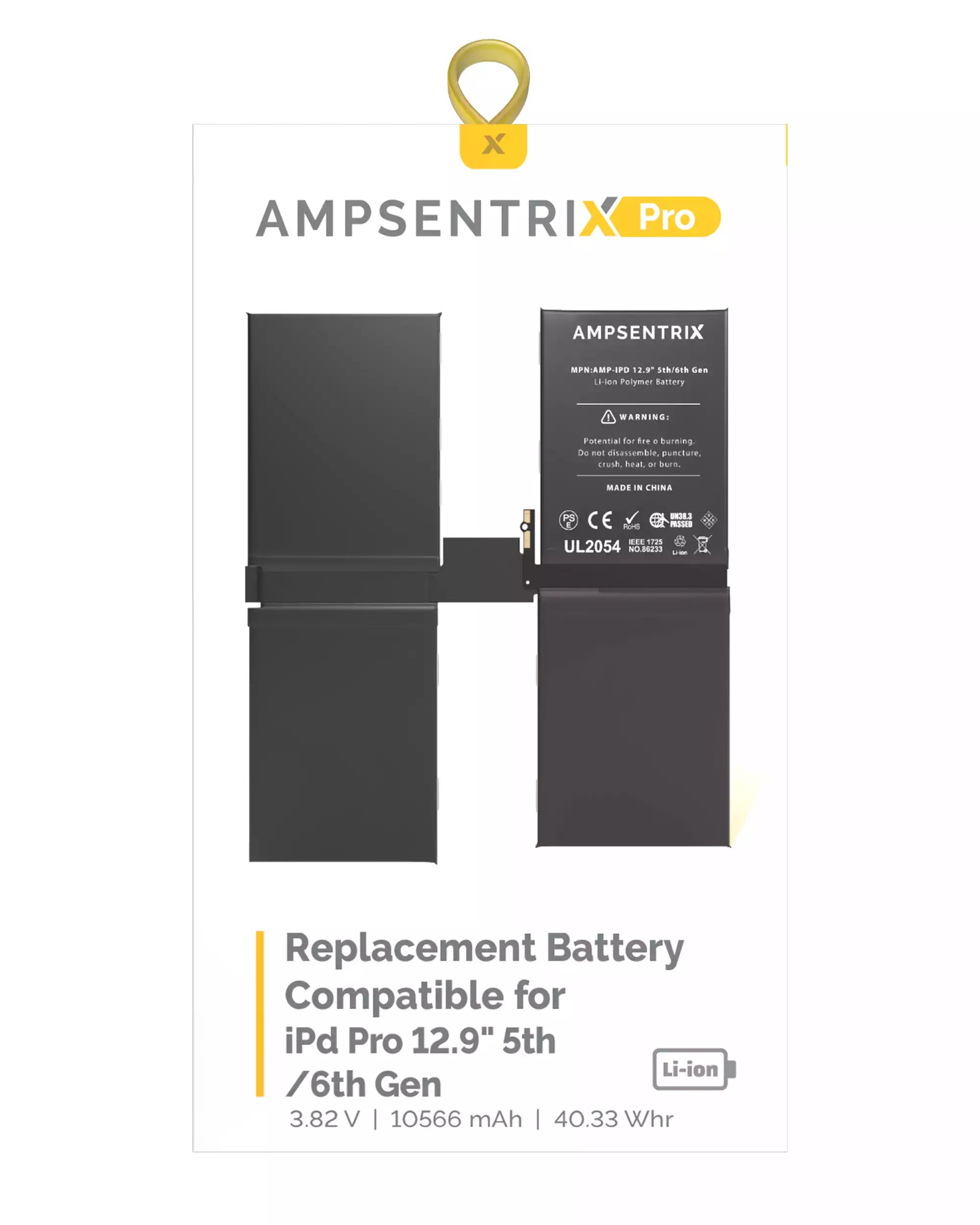 Replacement Battery for iPad Pro 12.9" 5th Generation (2021) / 6th Generation (2022) (AmpSentrix Pro)