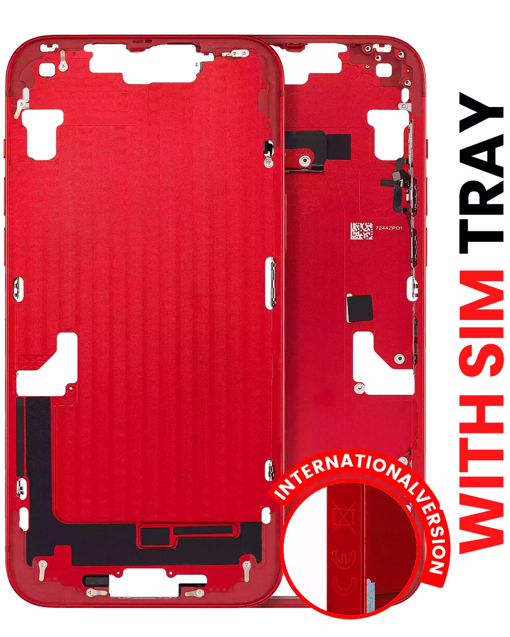 Midframe/Frame with Small Parts for iPhone 14 Plus (EU / Global Version) (Aftermarket Plus) (Red)