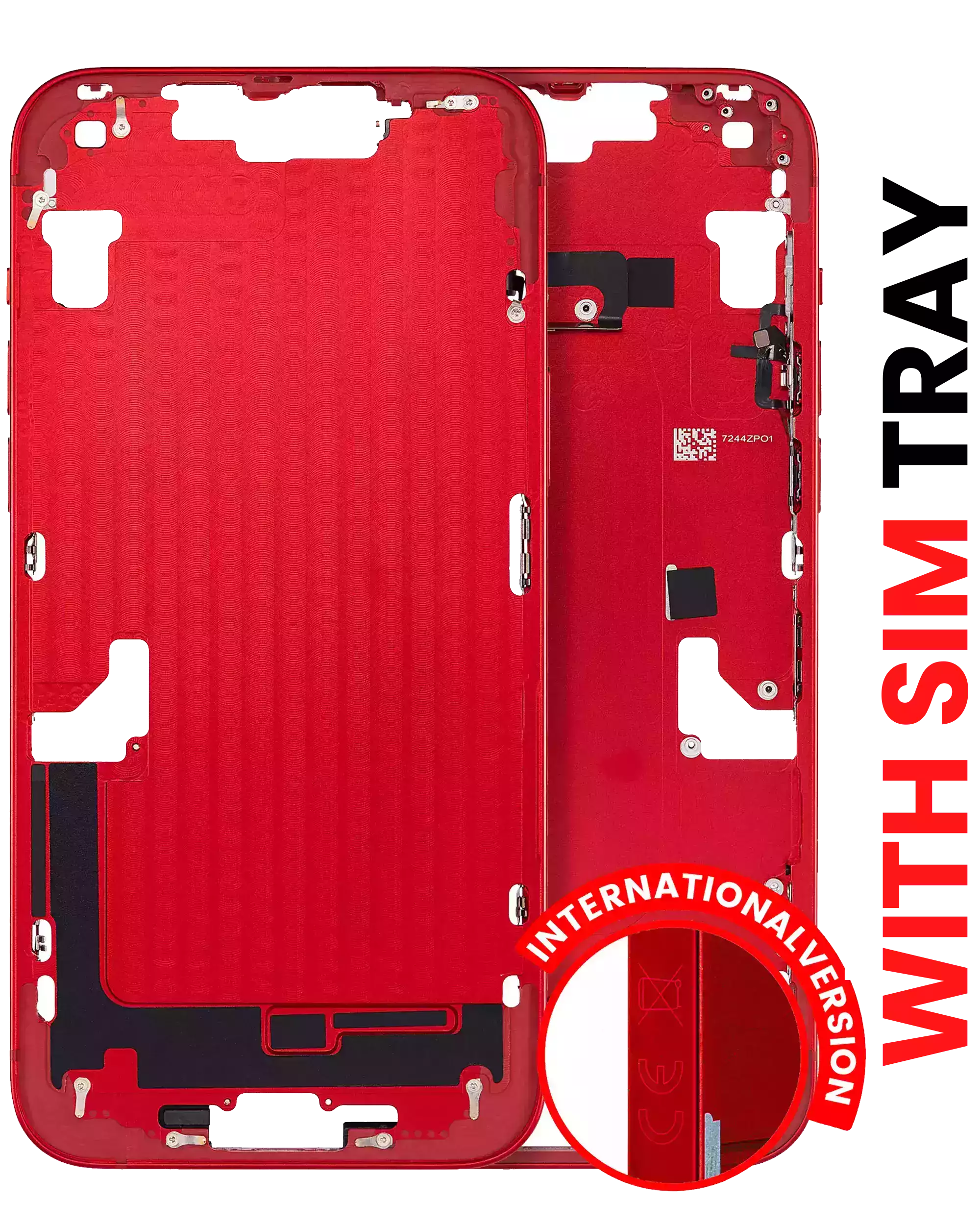 Midframe/Frame with Small Parts for iPhone 14 Plus (EU / Global Version) (Aftermarket Plus) (Red)
