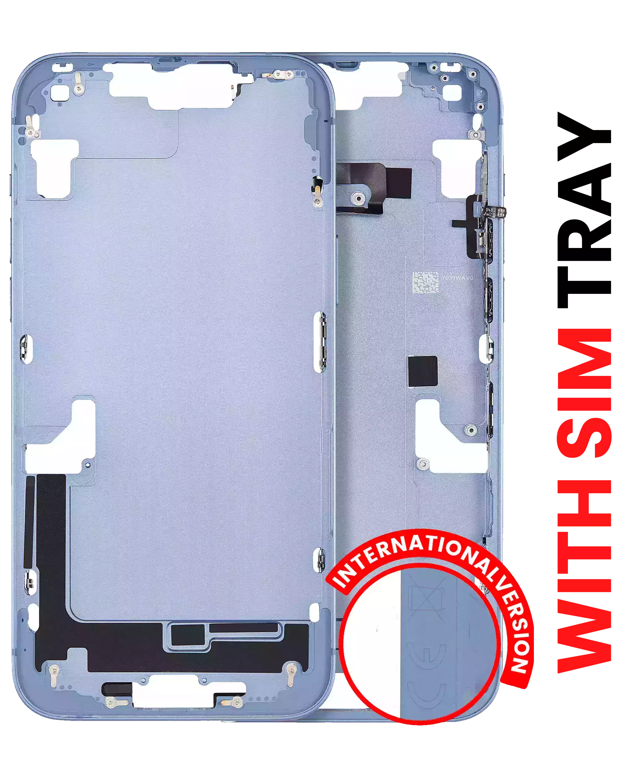 Midframe/Frame with Small Parts for iPhone 14 Plus (EU/Global Version) (Aftermarket Plus) (Blue)