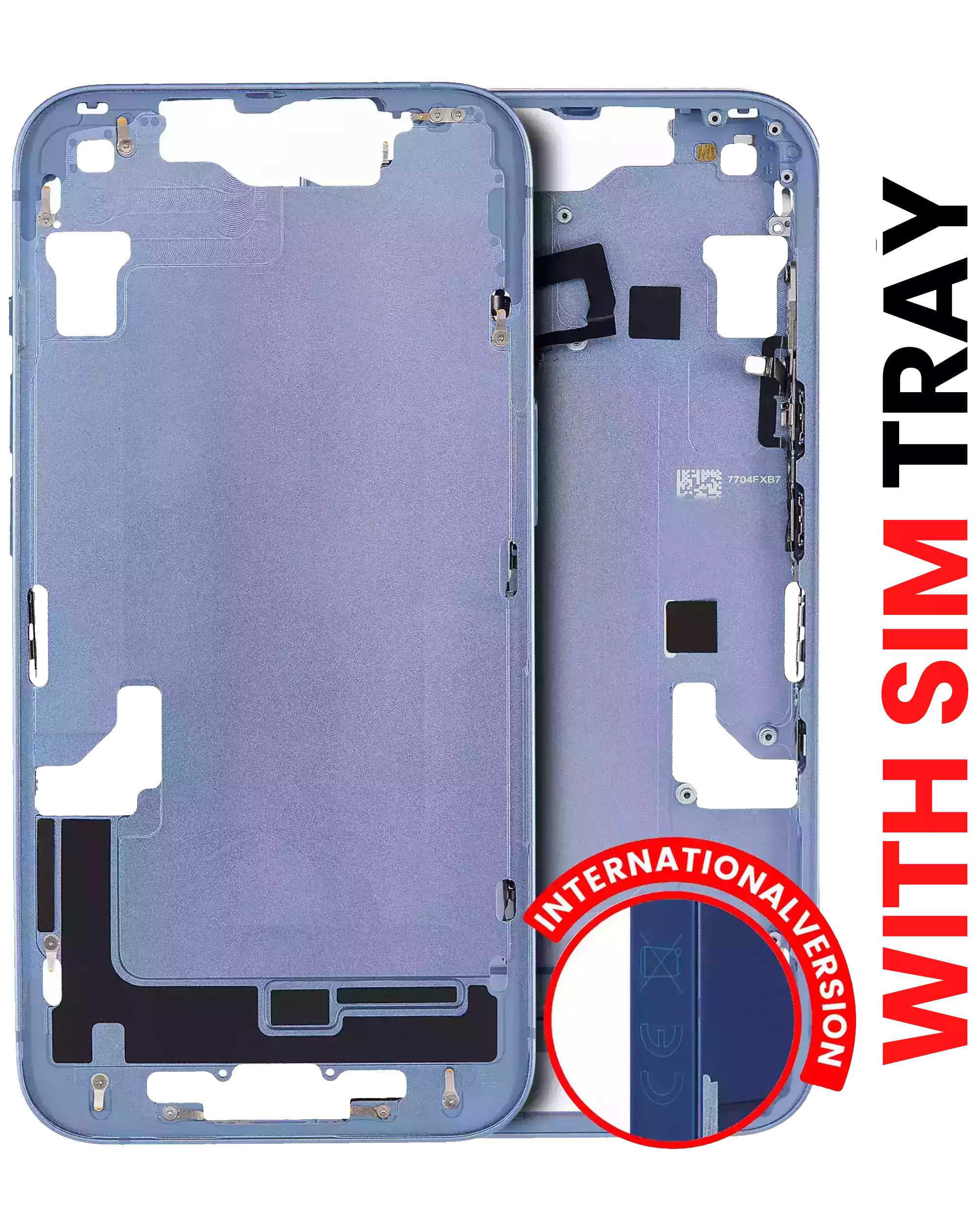 iPhone 14 Midframe/Rahmen mit Kleinteilen Blau Aftermarket Plus