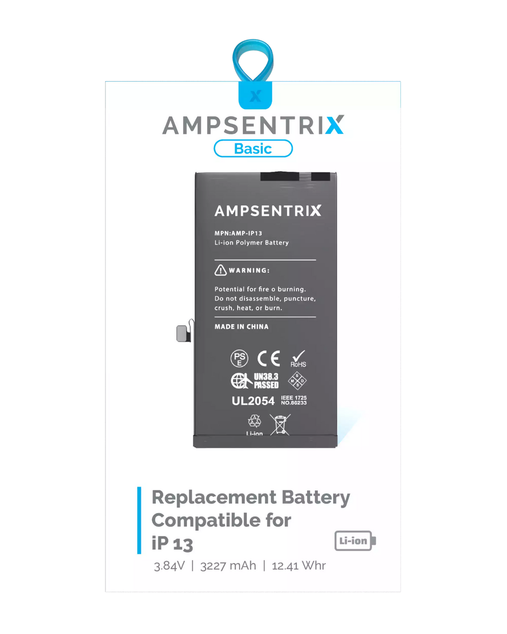 Replacement Battery for iPhone 13 (AmpSentrix Basic)
