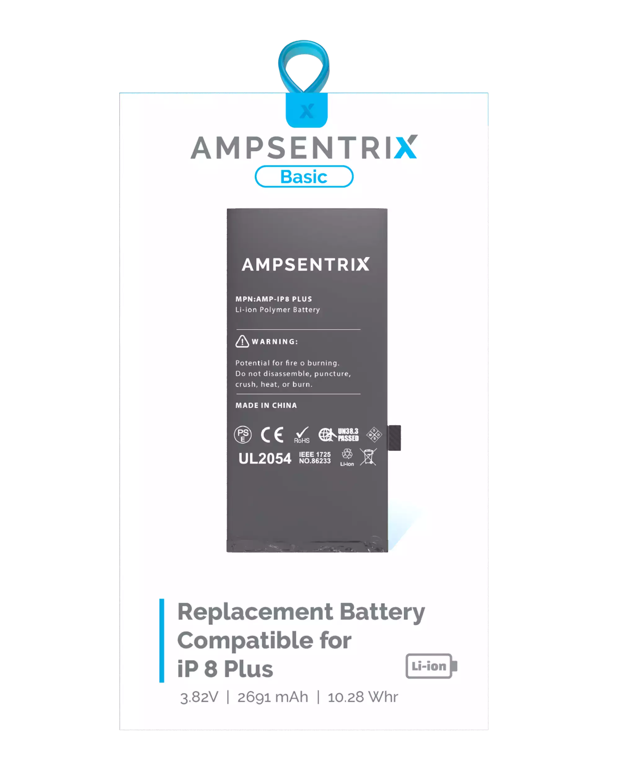 Replacement battery for iPhone 8 Plus (AmpSentrix Basic)