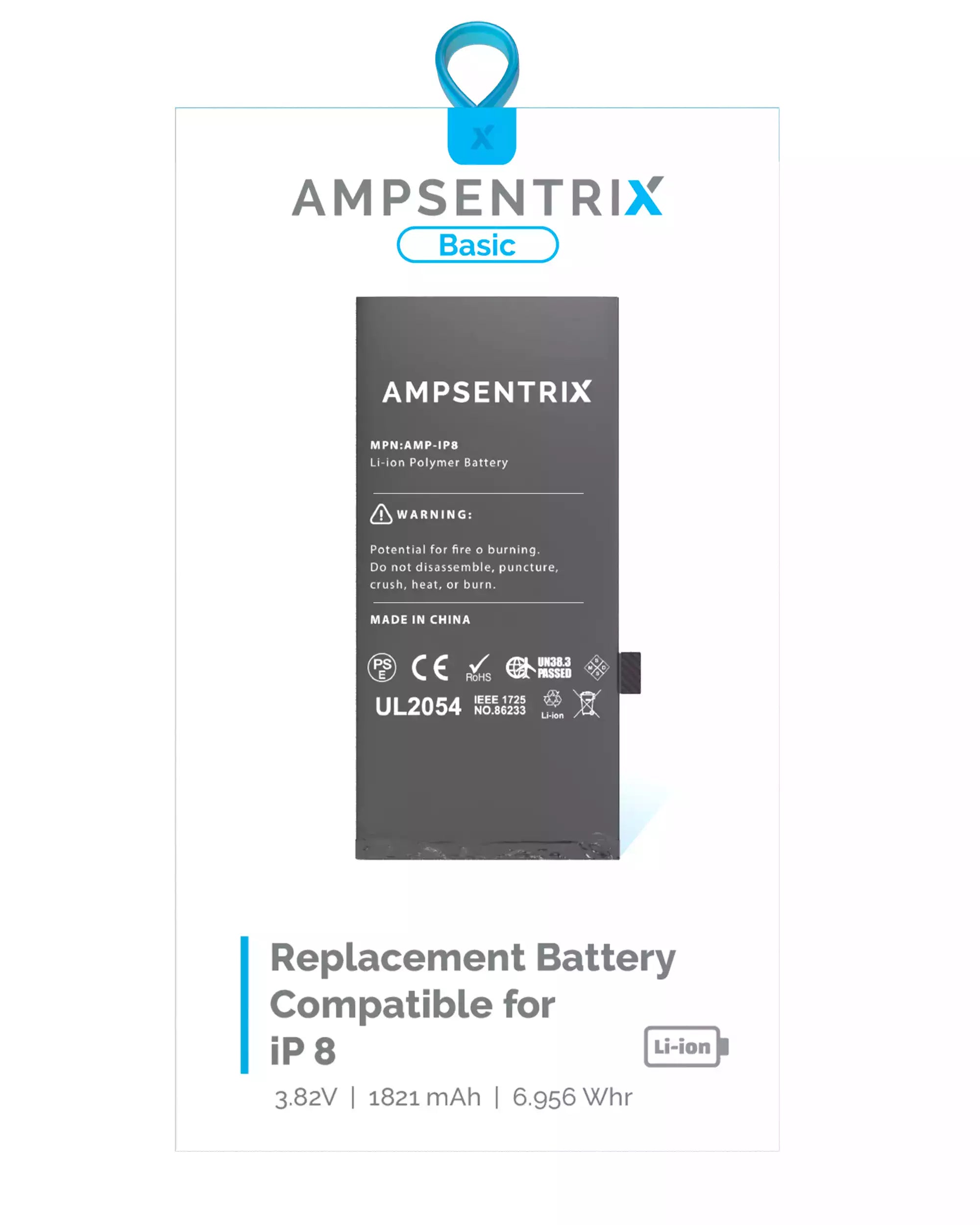 Replacement Battery for iPhone 8 (AmpSentrix Basic)