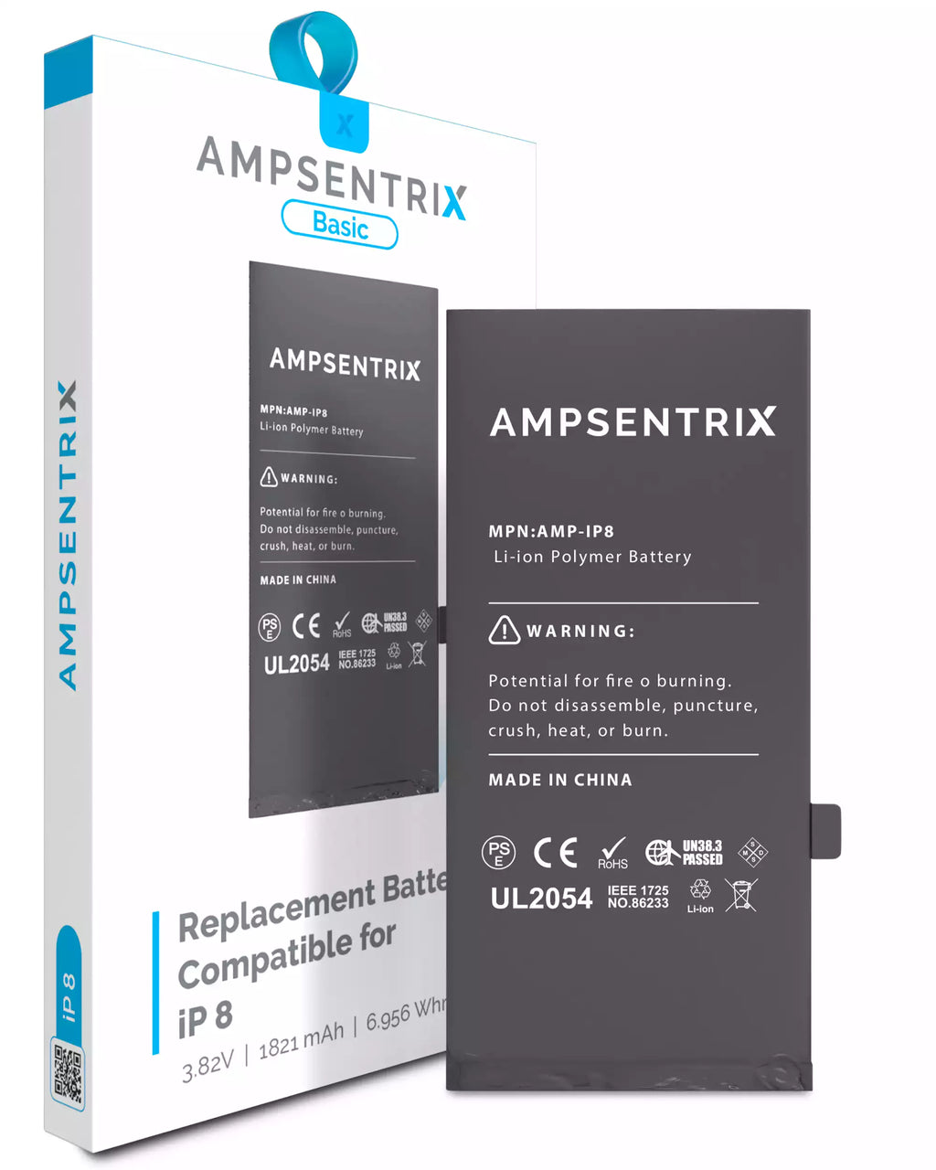Replacement Battery for iPhone 8 (AmpSentrix Basic)