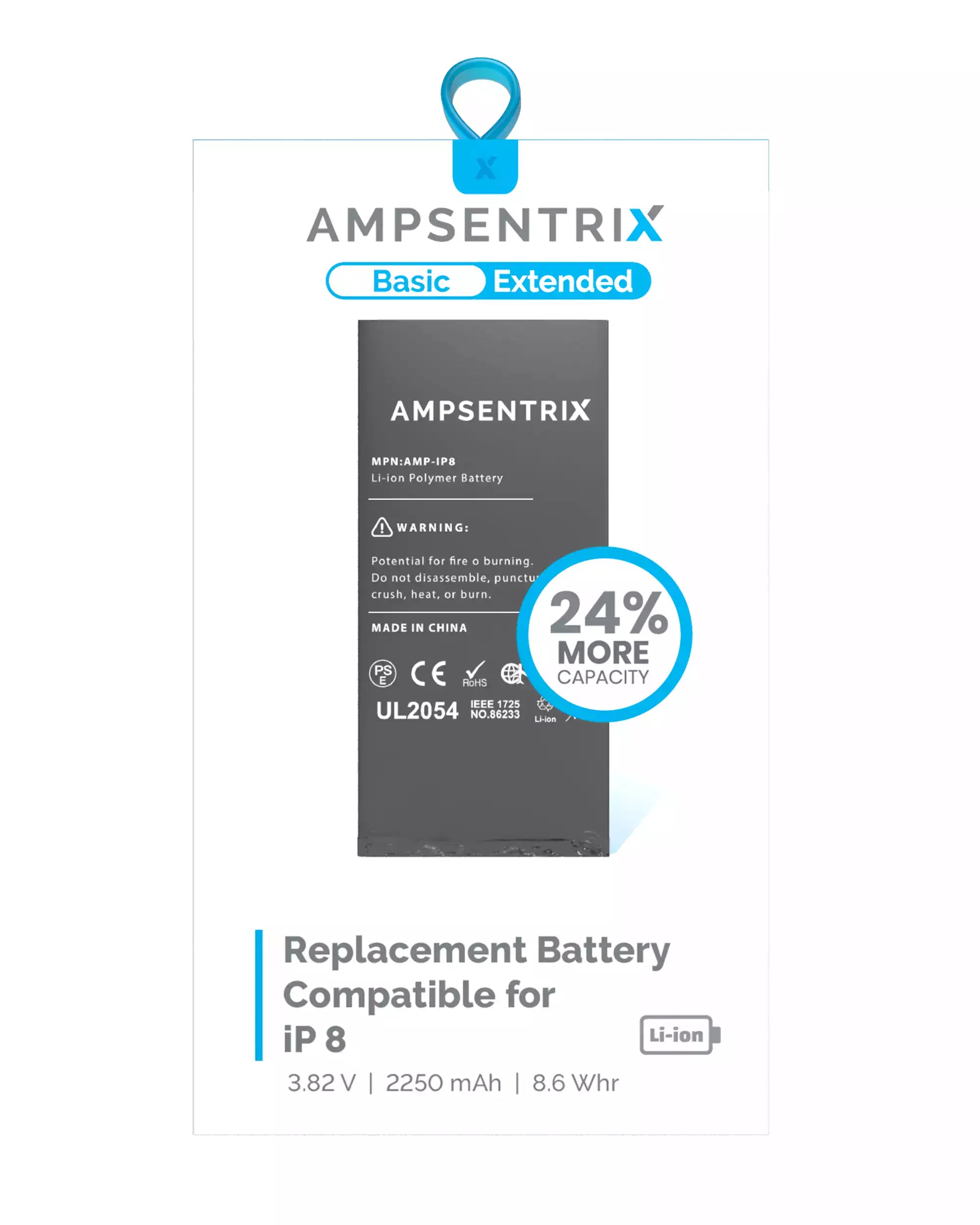 Ersatzakku für iPhone 8 (Ampsentrix Basic Extended)
