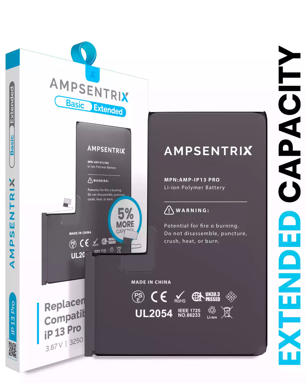 Replacement battery for iPhone 13 Pro (AmpSentrix Basic Extended)