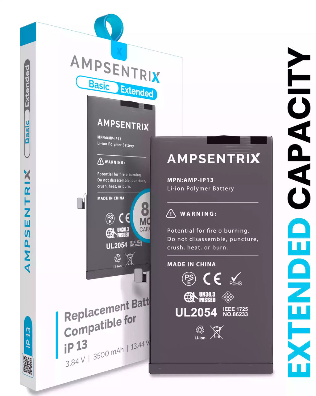 Replacement Battery for iPhone 13 (AmpSentrix Basic Extended)