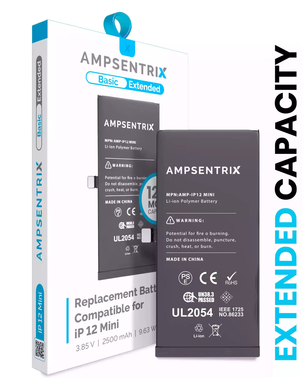 Replacement Battery for iPhone 12 Mini (AmpSentrix Basic Extended)