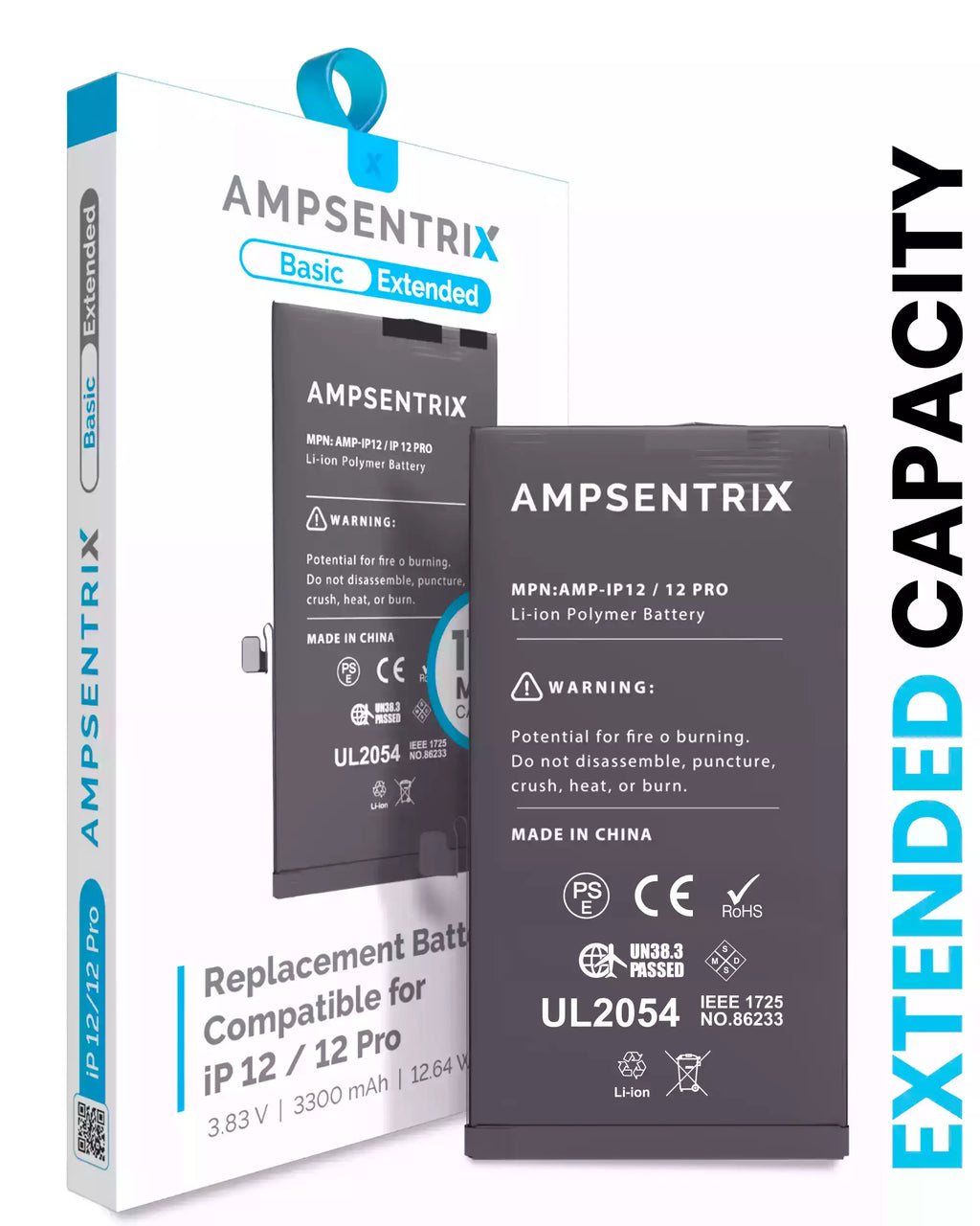 Replacement battery for iPhone 12 / 12 Pro (AmpSentrix Basic Extended)