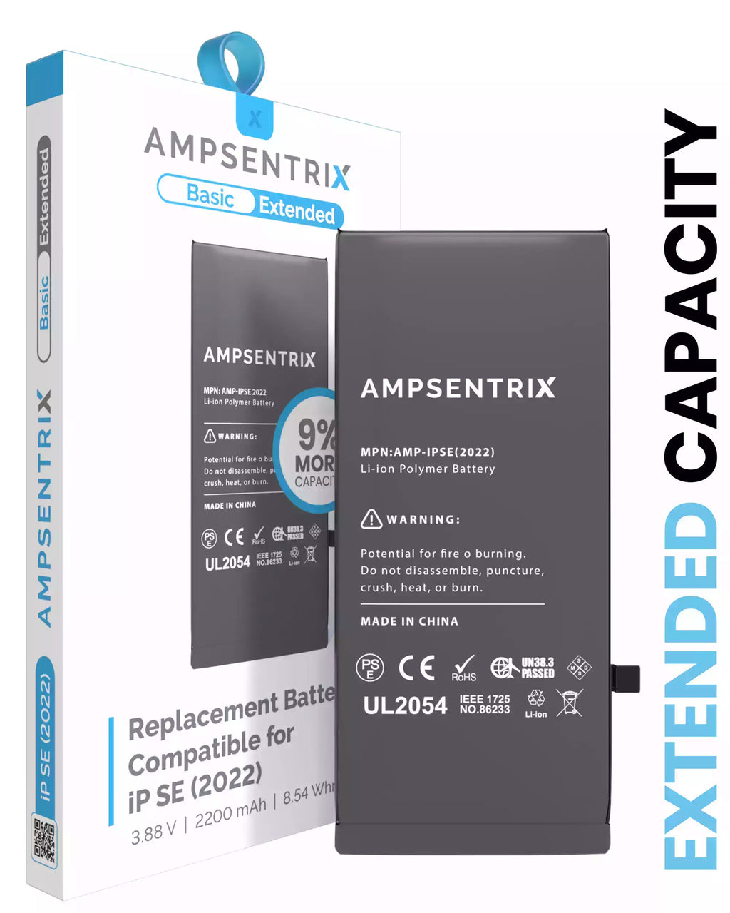 Replacement battery for iPhone SE (2022) (AmpSentrix Basic Extended)