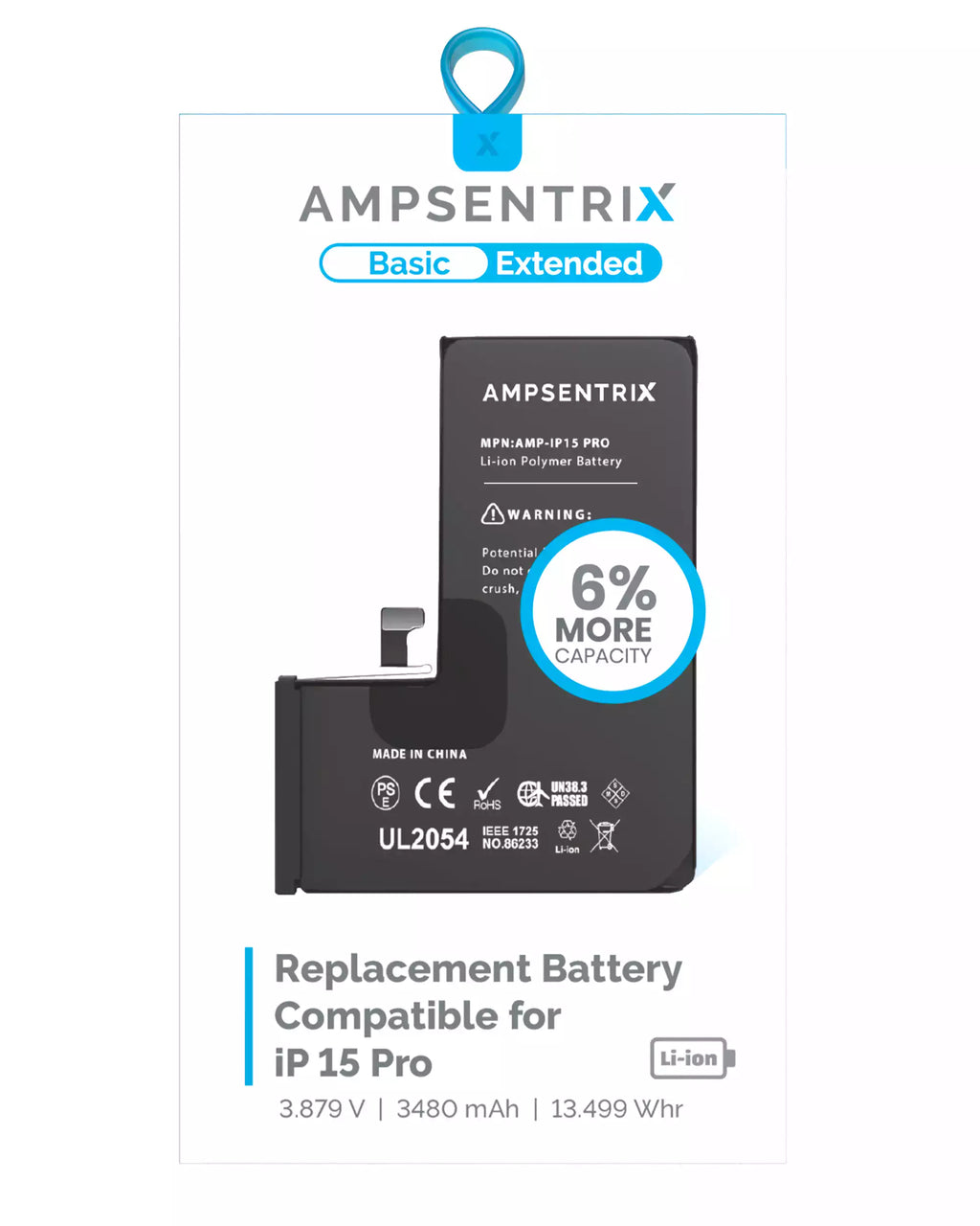 Replacement Battery for iPhone 15 Pro (Basic Extended)