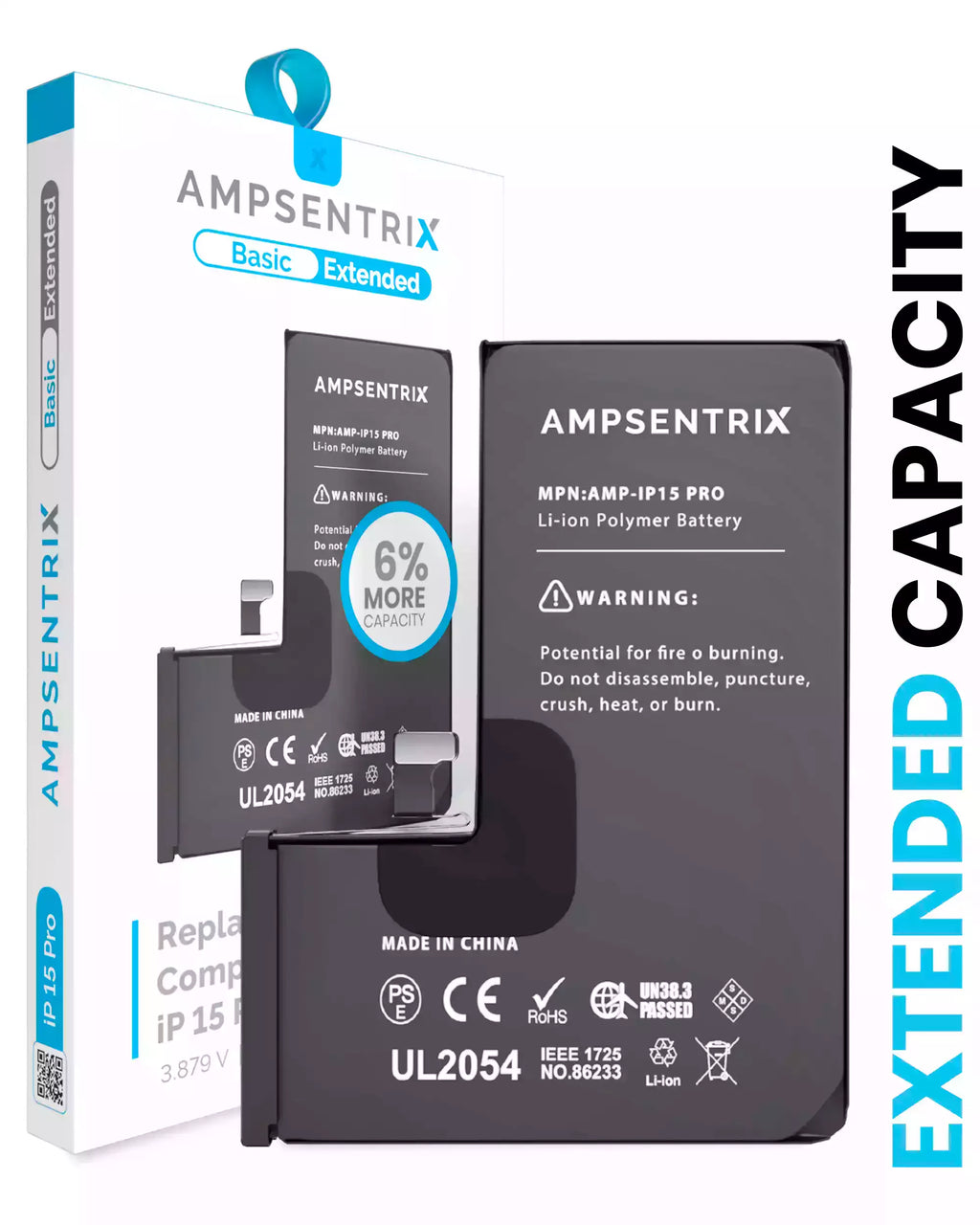 Replacement Battery for iPhone 15 Pro (Basic Extended)