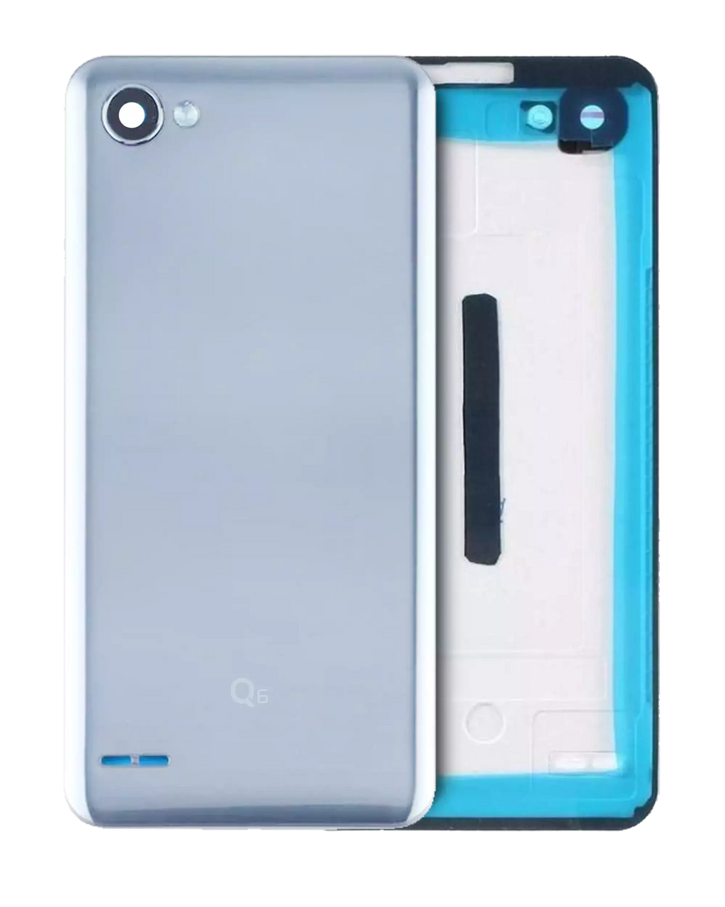 Backcover für LG Q6 mit Fingerabdrucksensor (Original OEM) (Ice Platinum Silver)