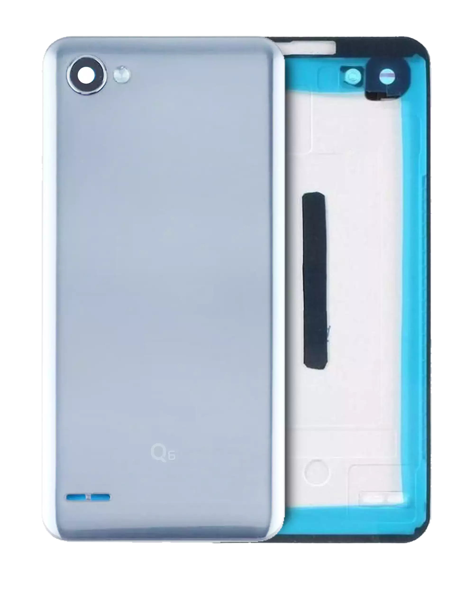 Backcover für LG Q6 mit Fingerabdrucksensor (Original OEM) (Ice Platinum Silver)