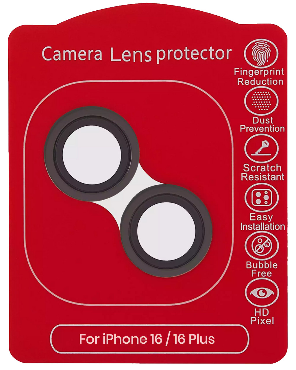 Casper Camera Lens Protector for iPhone 16 / 16 Plus (Black) (Transparent)