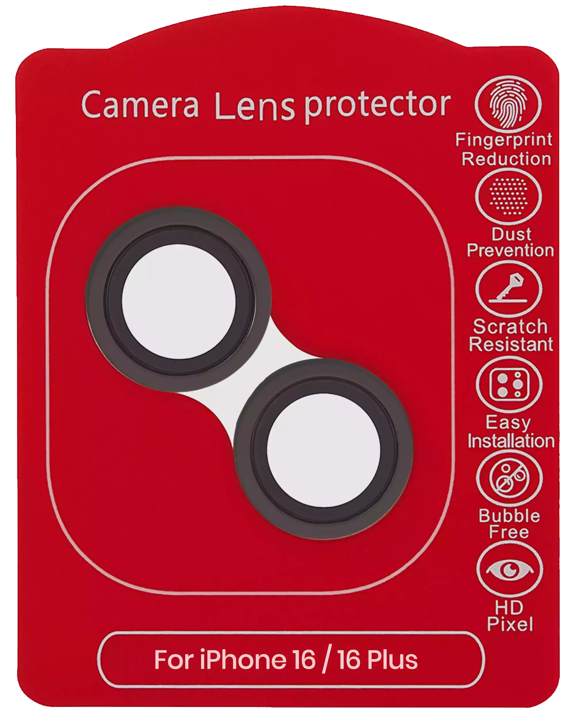Casper Camera Lens Protector for iPhone 16 / 16 Plus (Black) (Transparent)