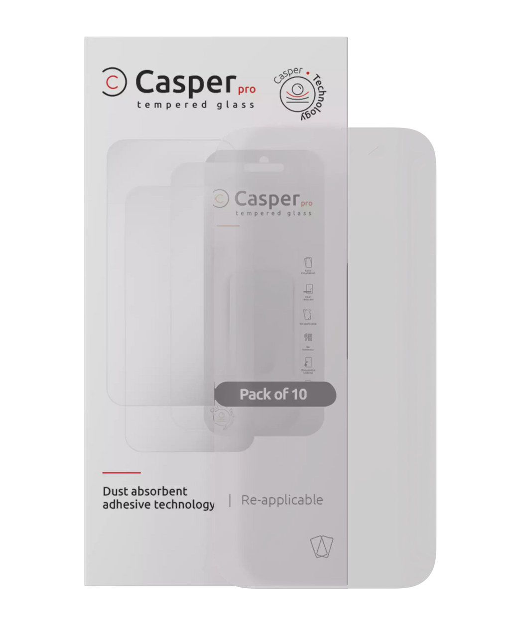 Casper Pro Temperglas für iPhone 16 Pro Max / 17 Pro Max (10er-Pack) (Matt)