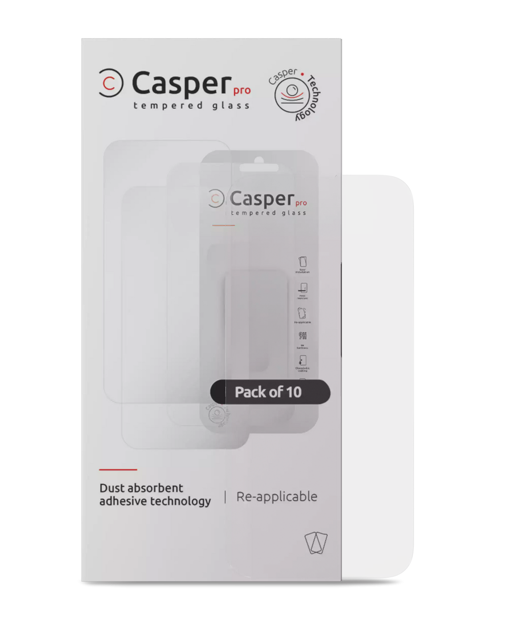 Casper Pro Panzerhartglas für iPhone 16 Pro Max / 17 Pro Max (10er-Pack, klar)