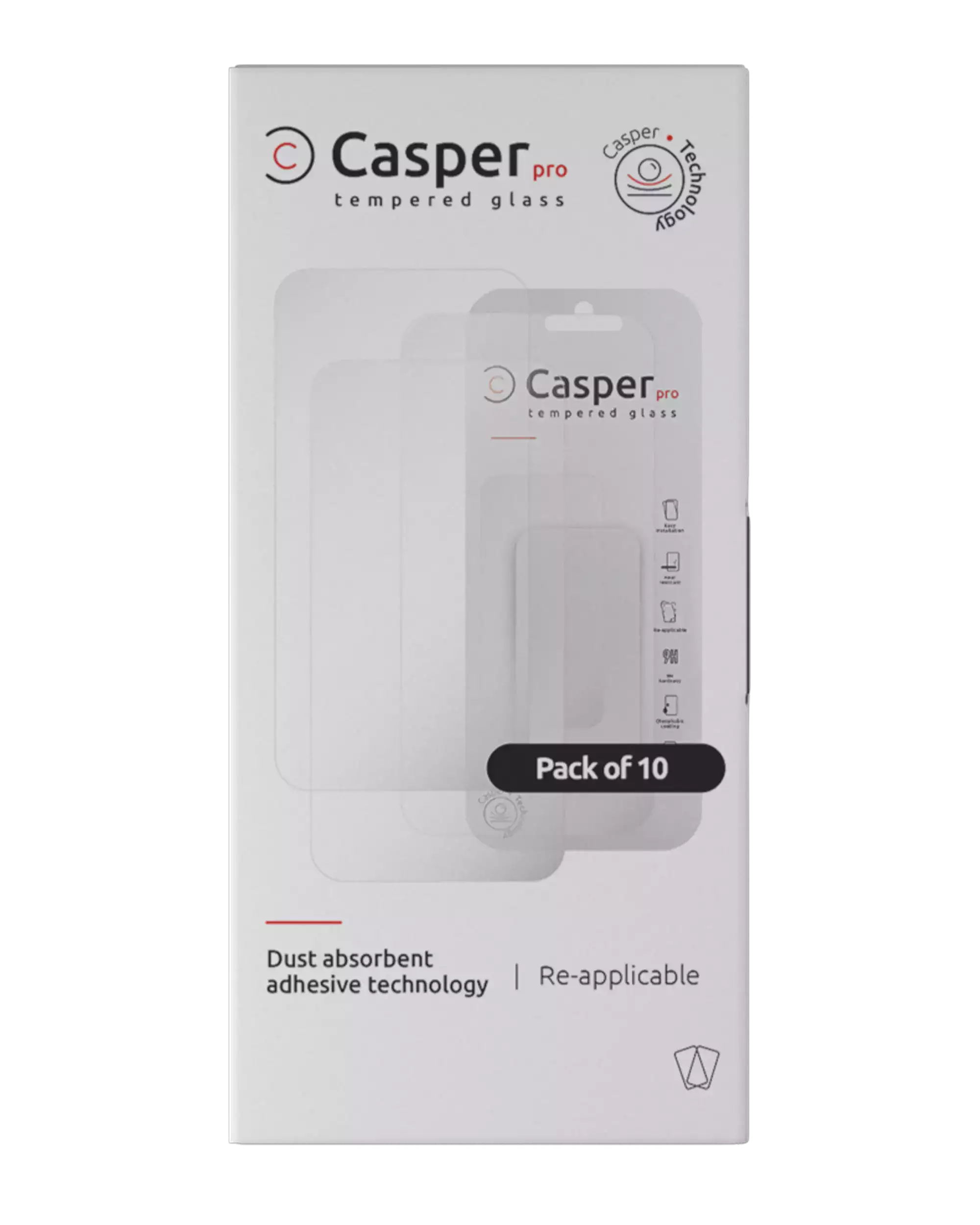 Casper Pro Panzerhartglas für iPhone 16 Pro Max / 17 Pro Max (10er-Pack, klar)