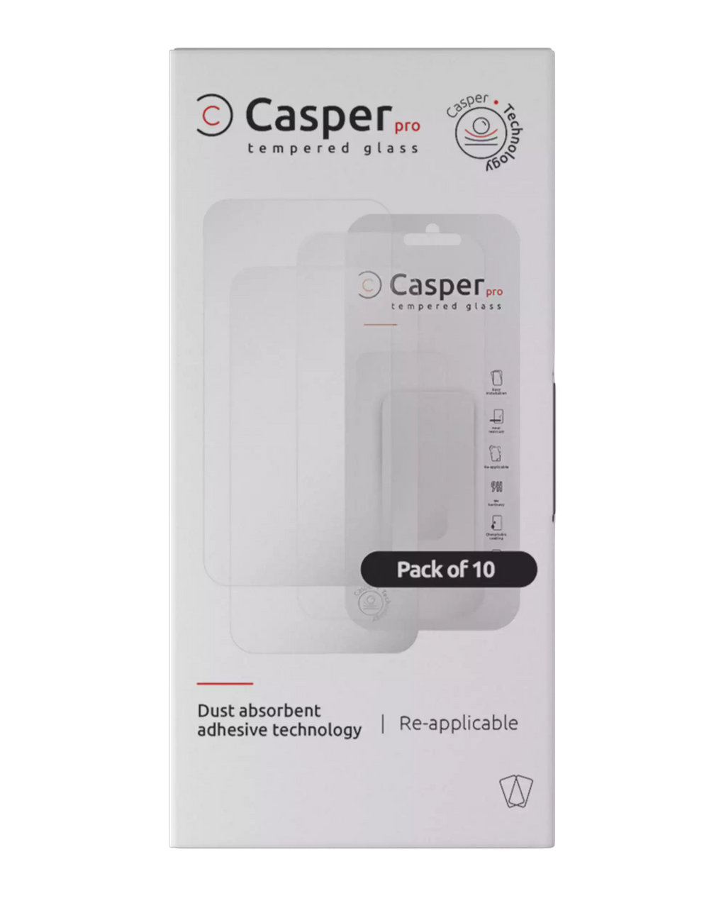 Casper Pro Panzerhartglas für iPhone 16 Pro Max / 17 Pro Max (10er-Pack, klar)
