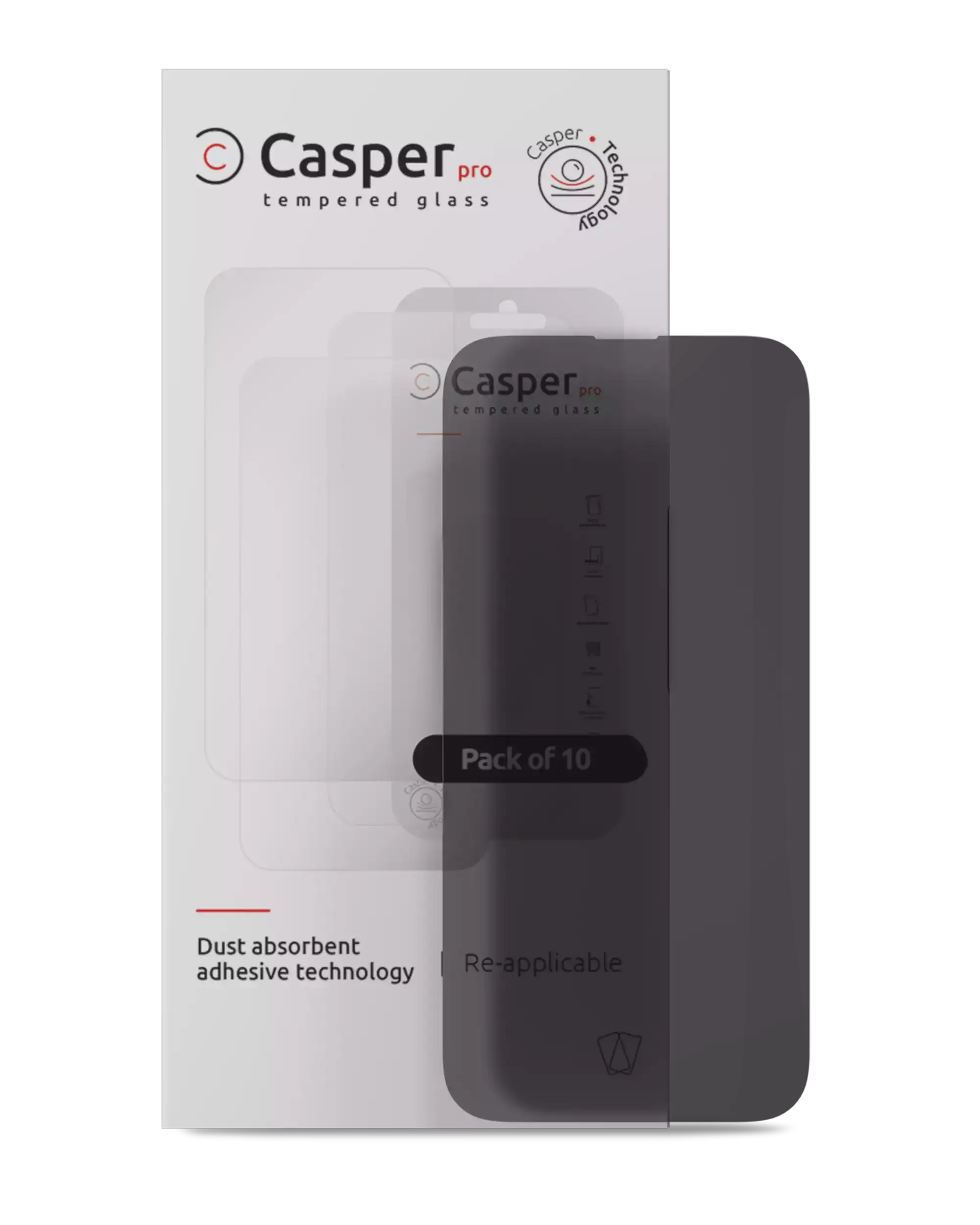Casper Pro Tempered Glass for iPhone 16 Pro / 17 / 17 Pro (10 Pack, Privacy)