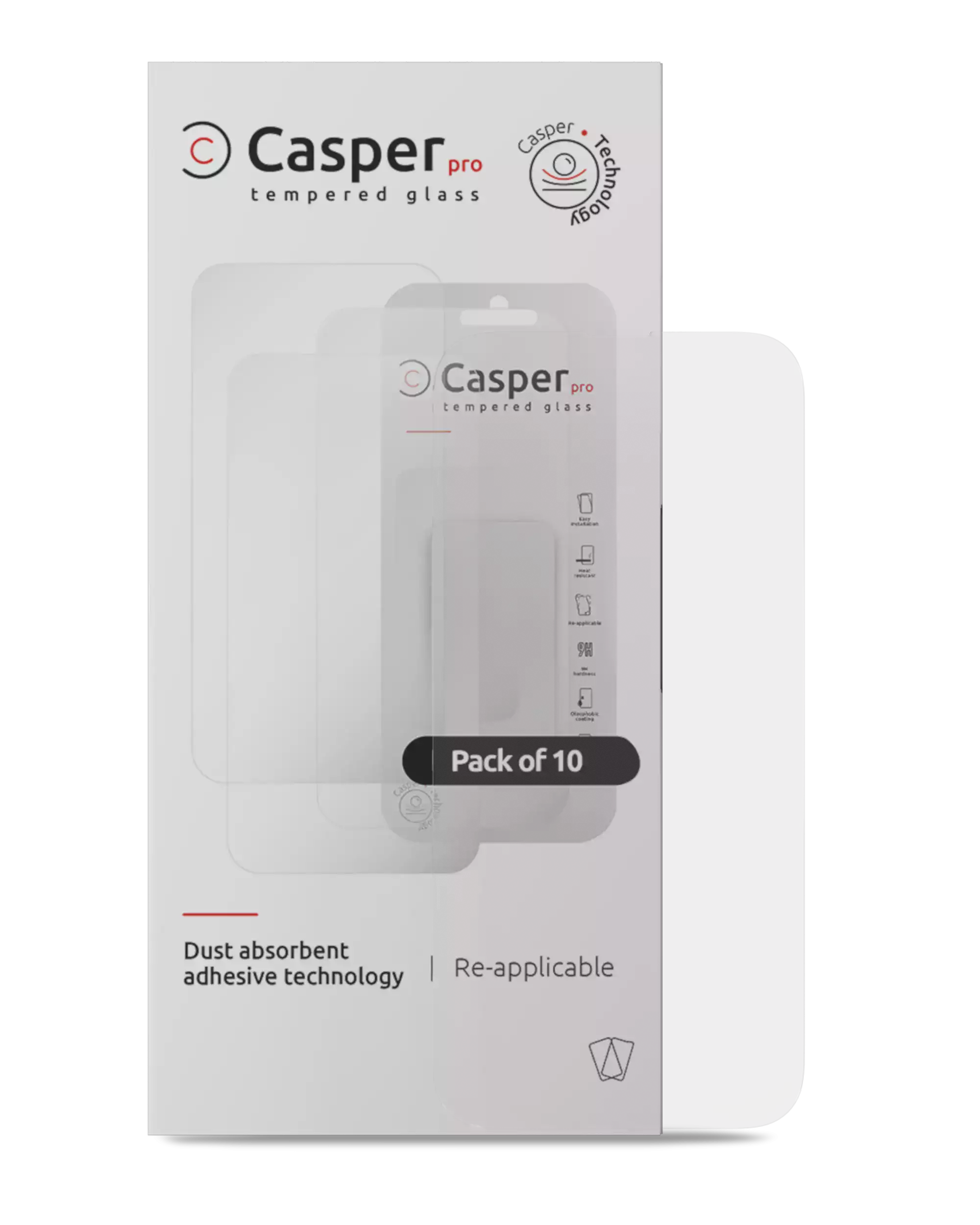 Casper Pro Tempered Glas für iPhone 16 Pro / 17 / 17 Pro (10er-Pack) (Klar)