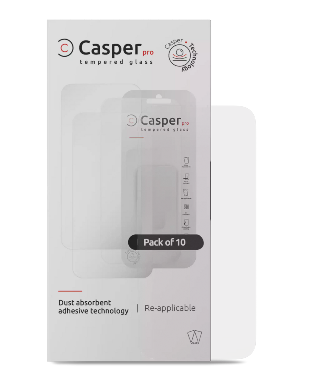 Casper Pro Tempered Glas für iPhone 16 Pro / 17 / 17 Pro (10er-Pack) (Klar)