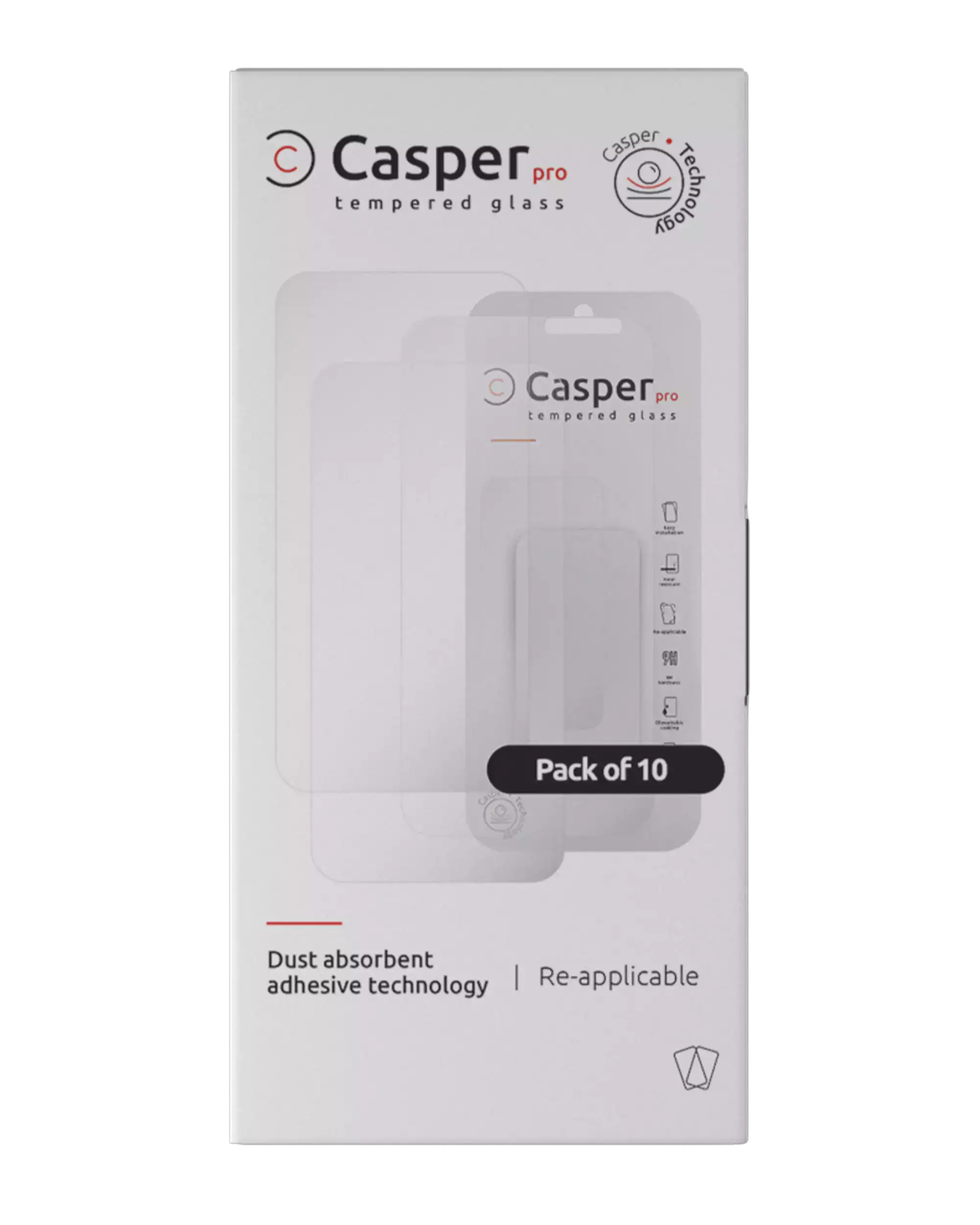 Casper Pro Tempered Glas für iPhone 16 Pro / 17 / 17 Pro (10er-Pack) (Klar)