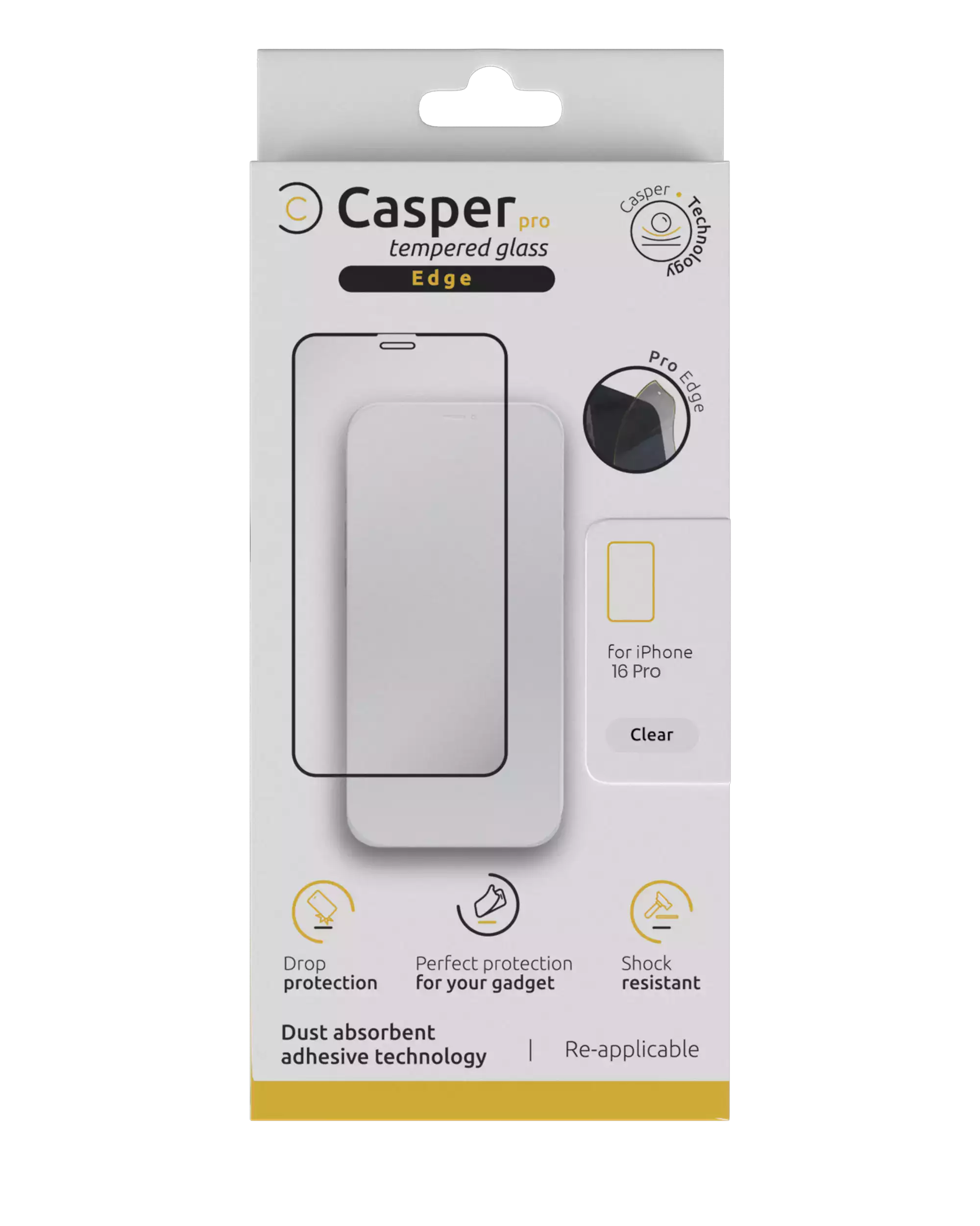 Casper Pro Edge Hartglas für iPhone 16 Pro / 17 / 17 Pro (Retail Pack) (Klar)