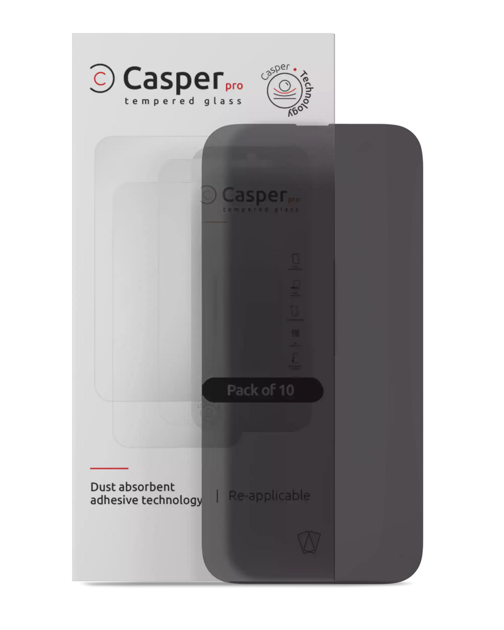 Casper Pro Tempered Glass for iPhone 16 Pro Max / 17 Pro Max (10-Pack) (Privacy)