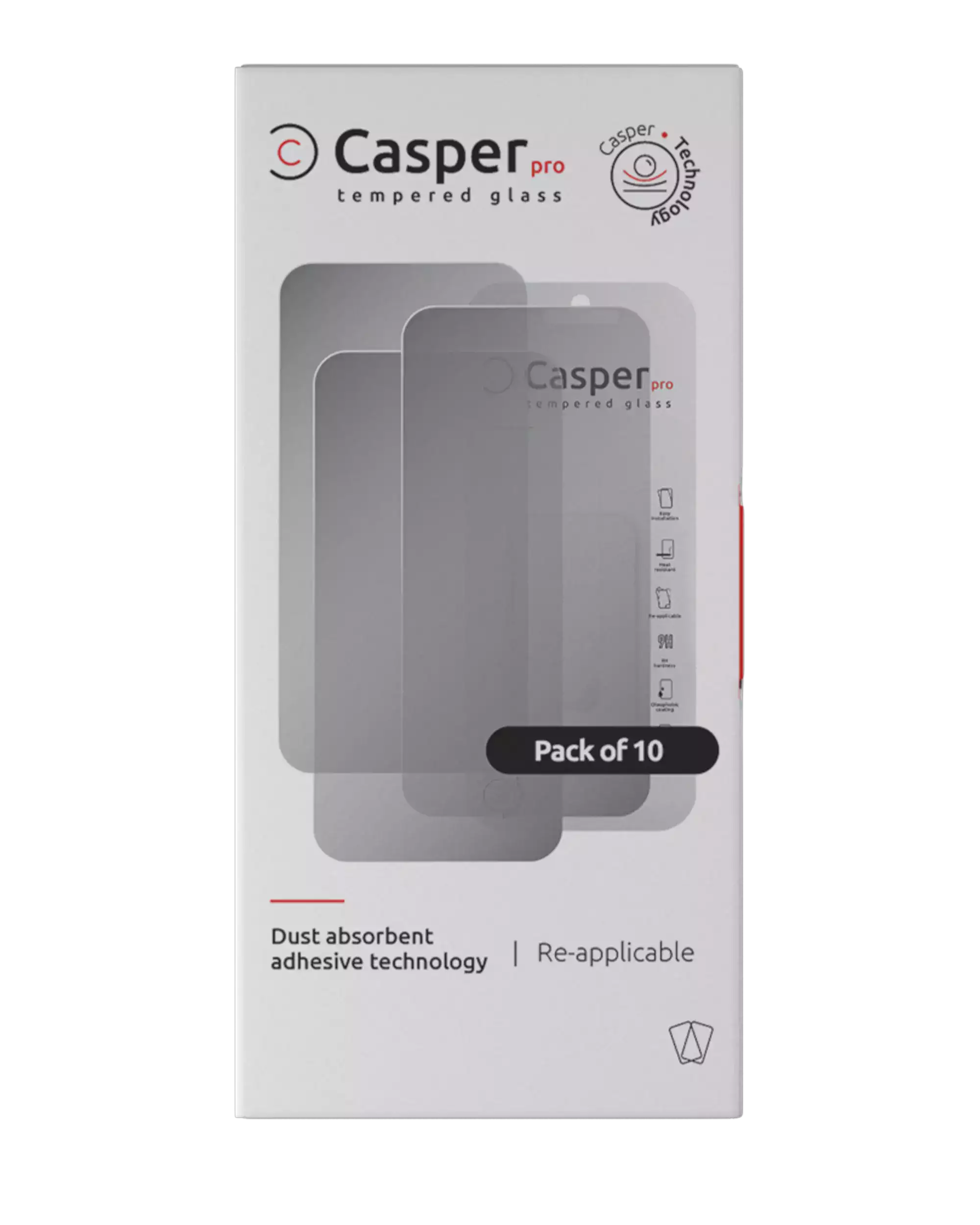 Casper Pro Privacy Gehärtetes Glas für iPhone 16/17 Pro Max (10er-Pack)