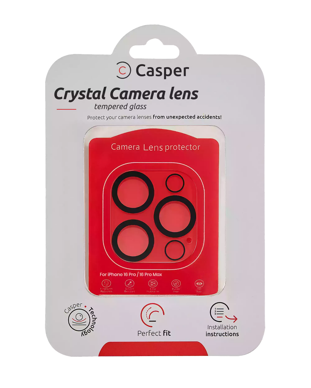 Casper Kamera-Objektivschutz für iPhone 16 Pro / 16 Pro Max (Crystal Full Cover)